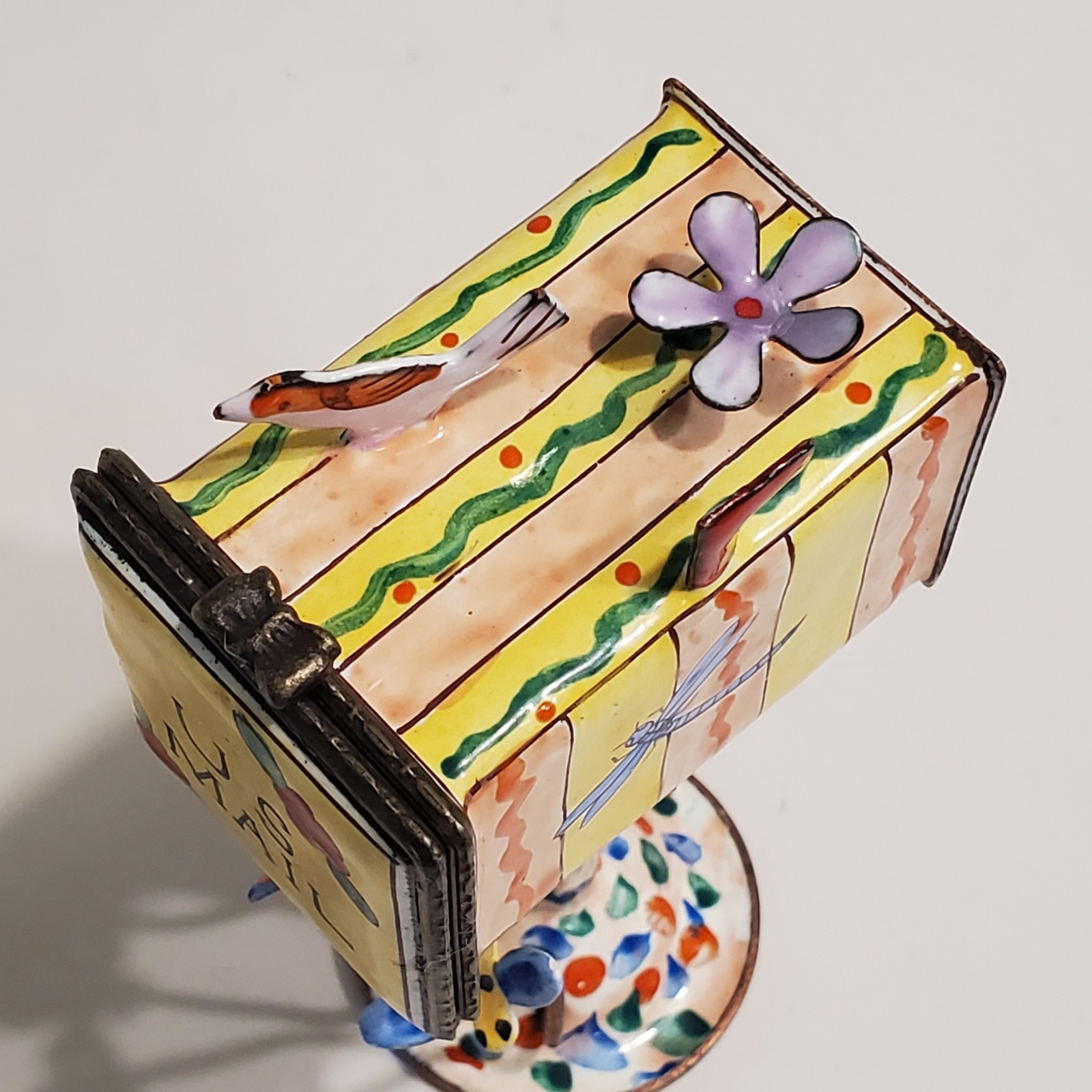 Kelvin Chen 1999 Enamel On Copper Postage Stamp Holder Mailbox Trinket Box 1351