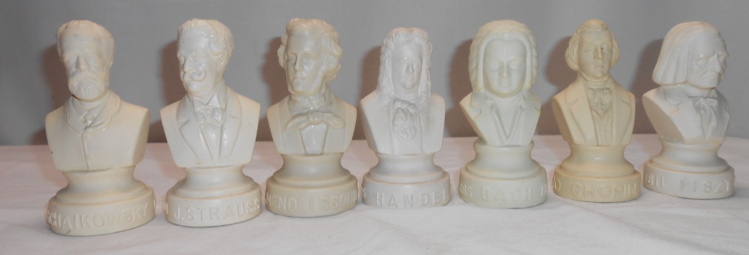 Vintage HALBE Lot Set of 7 Music Composer Bust Figures NICE