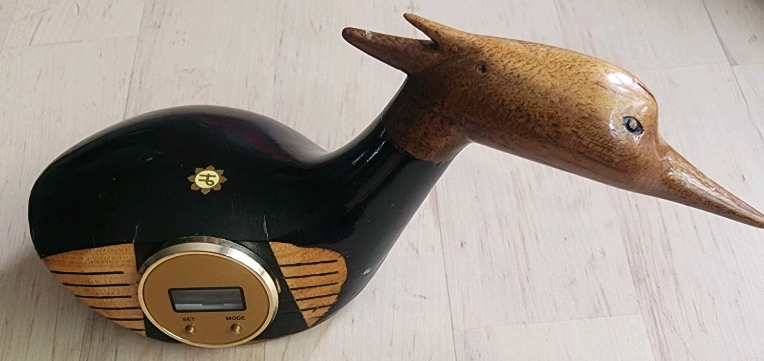 Vtg Custom Made Hampton Professional 3 Wood Golf Club Clock Bird Paperweight
