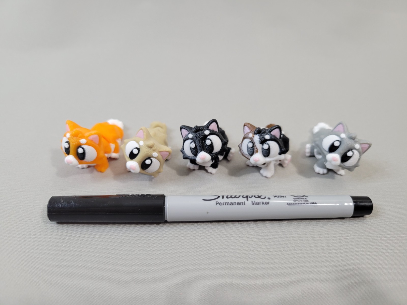 Cat Articulated Fidget Desk Playset with 5 Cats 3D Printed