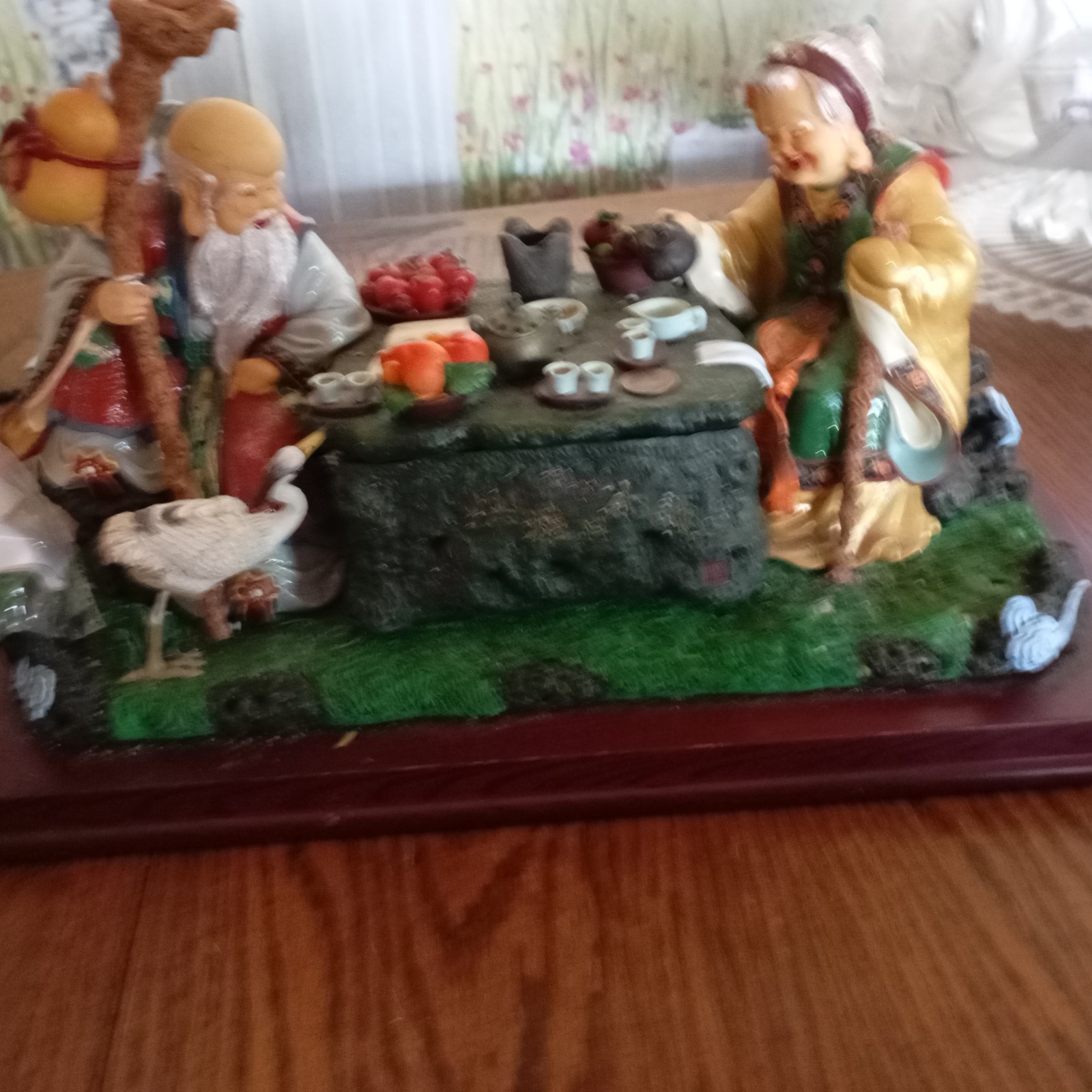 Chinese Budda Diorama Tea Garden Figurine Incense burner Asian art decanter