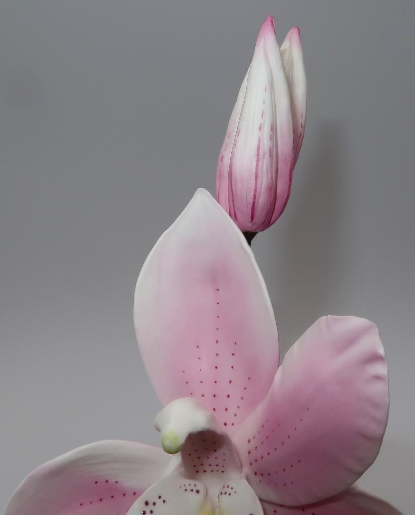 Boehm, England Cymbidium PINK ORCHID, #60008 Porcelain Floral Figurine, 10 1/2″