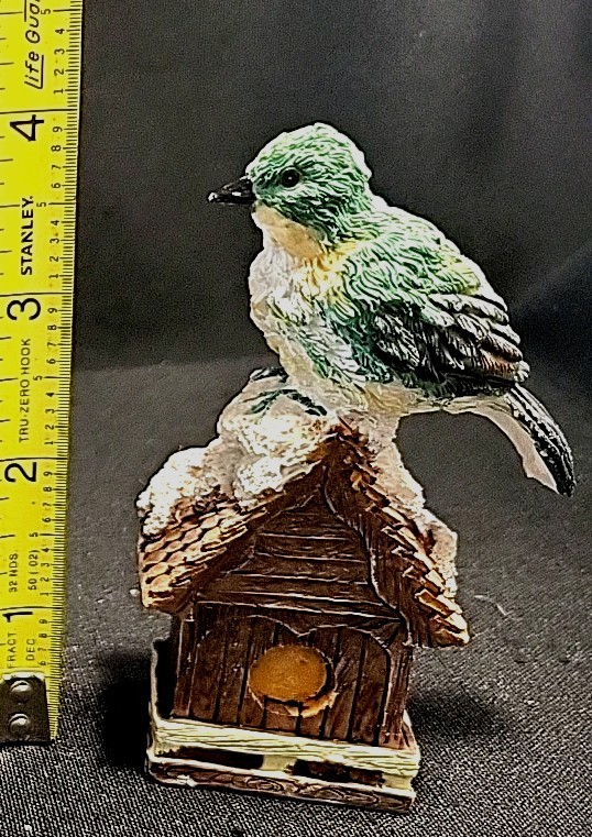 Set Of 3 Birds On Snow Covered Birdhouses Winter 4 Inches