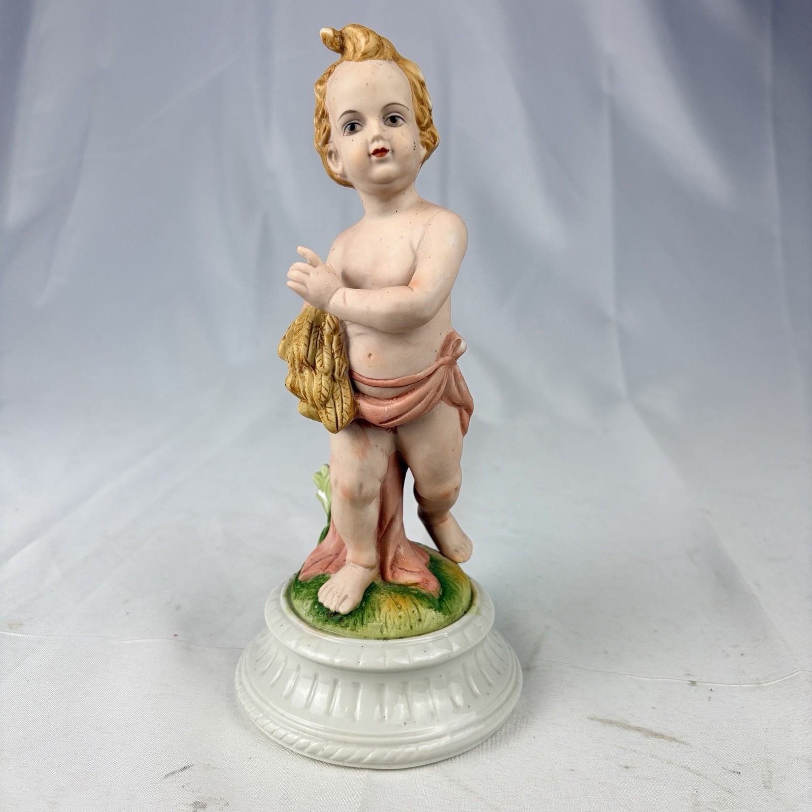 Antique KPM Porcelain Putti Cherub Figurine Germany Crown Mark 9” Read