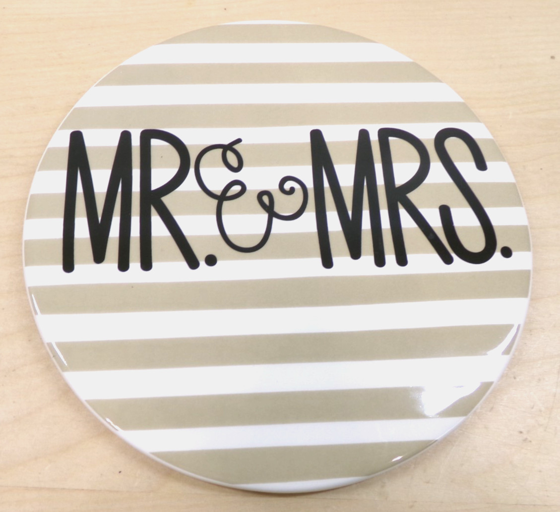 Happy Everything A Coton Colors Collection Lg Brown Striped Medalion Mr. & Mrs.