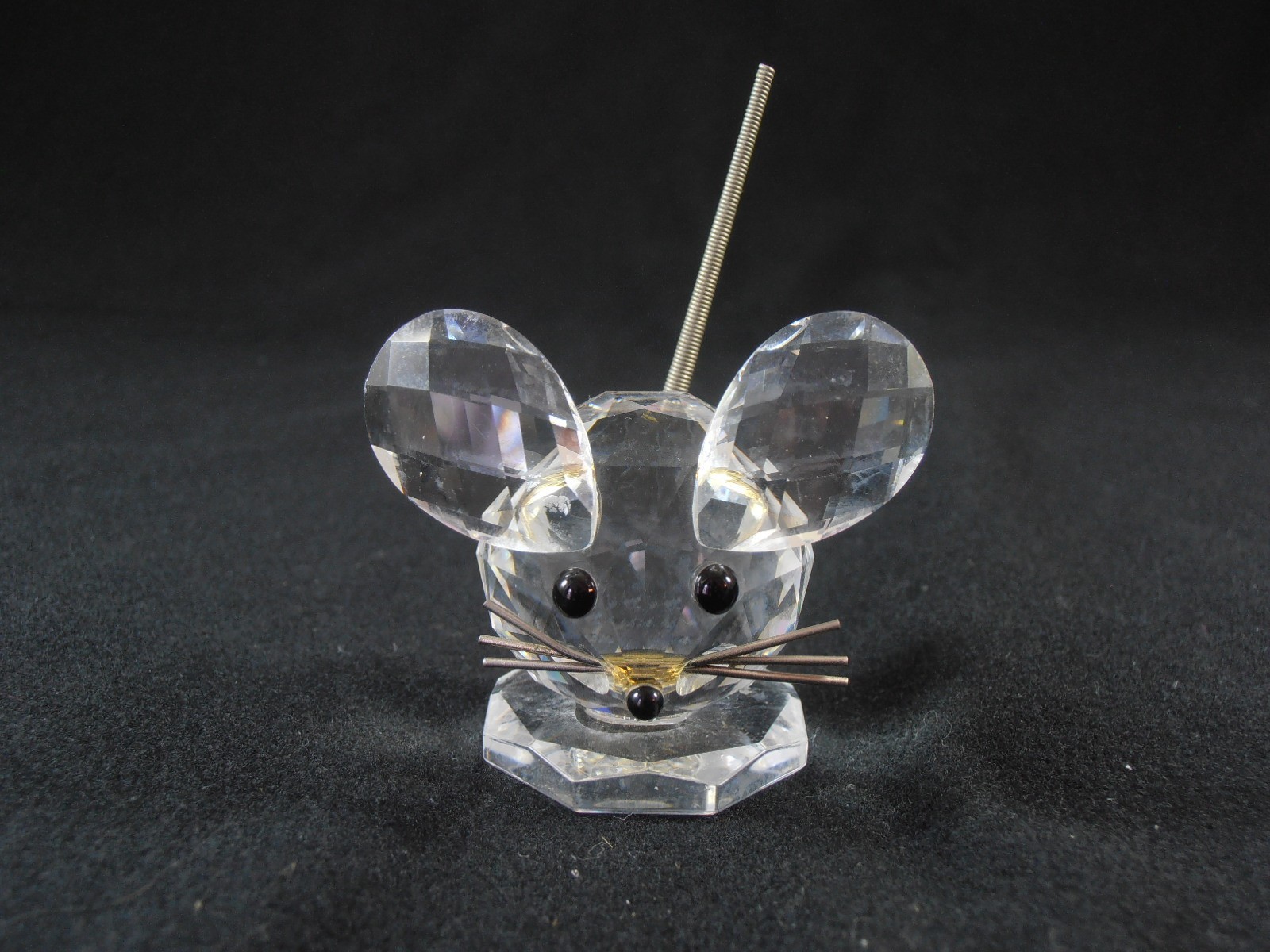 Swarovski Crystal Mouse Figurine Metal Coil Tail Whiskers Large 1 ½” Tall