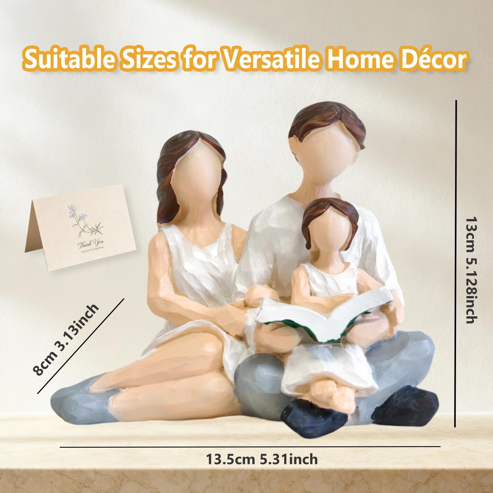Family of 3 Figurines Gift, Parents and Kid Statue,Hand-Painted Resin Family …
