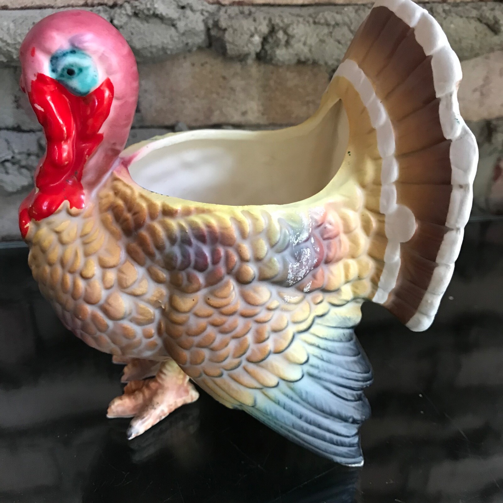 Vtg Lego TURKEY Planter w/Feet Porcelain JAPAN Rare! Fine Quality w/sticker