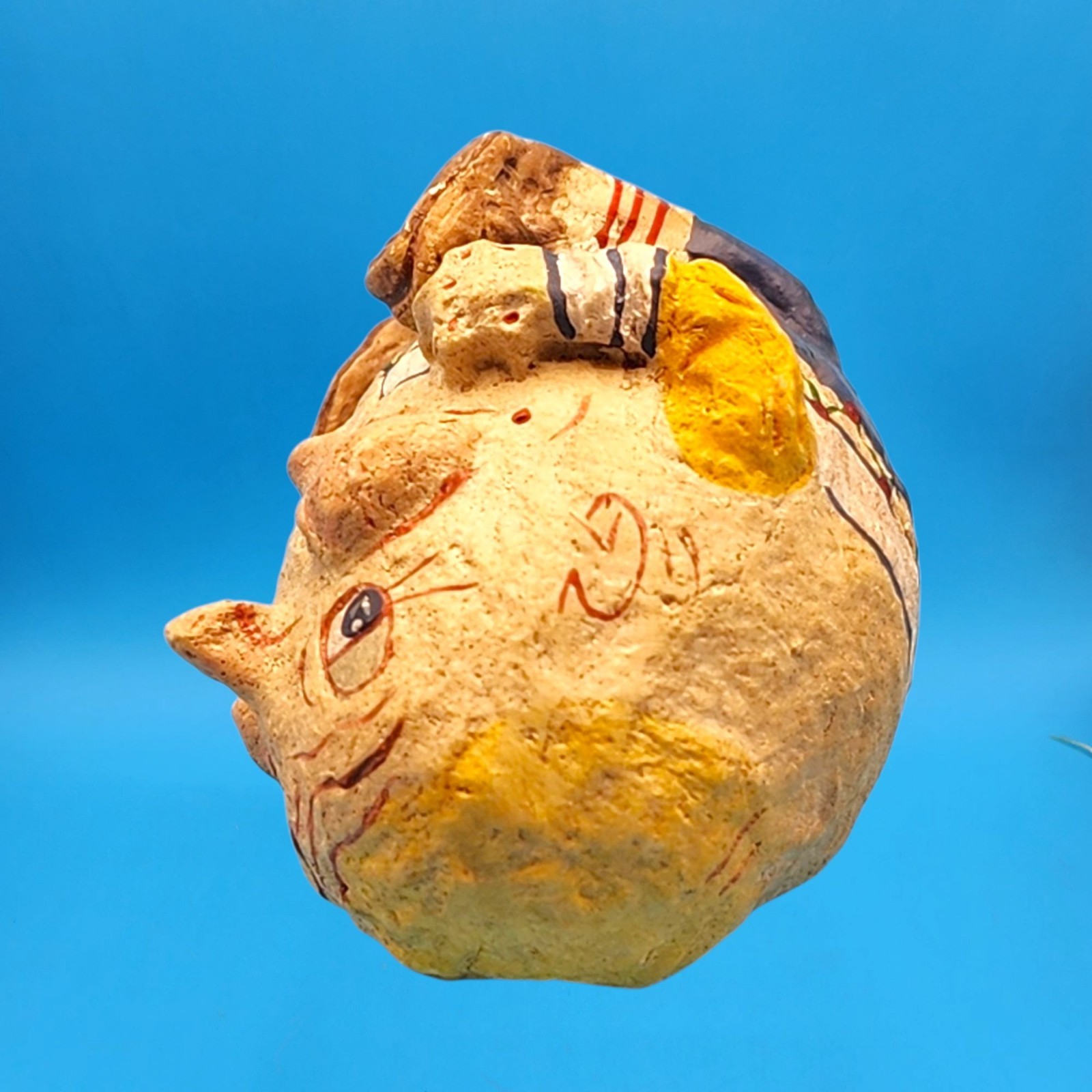 Poliwoggs Humpty Dumpty Figurine Miniature Egg Papier-Mâché Style 1990s Blue