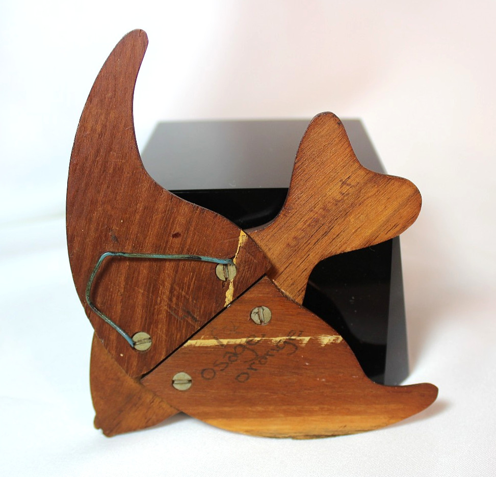VTG Angel Fish Wall Hanging Plaque Hand Carved Wood Walnut Osage Orange Wood