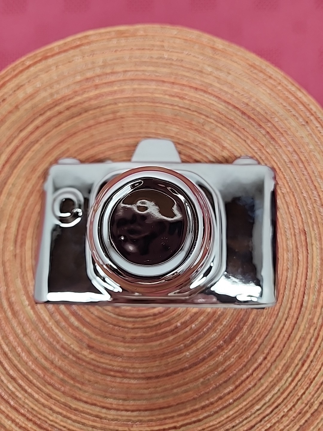 Chrome Painted Ceramic Retro Camera Decorative Shelf Sitter MCM Style