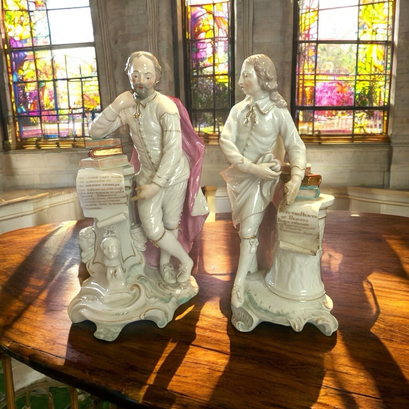 Pair 18th C. Derby Porcelain Figures of Wm Shakespeare and John Milton c. 1780