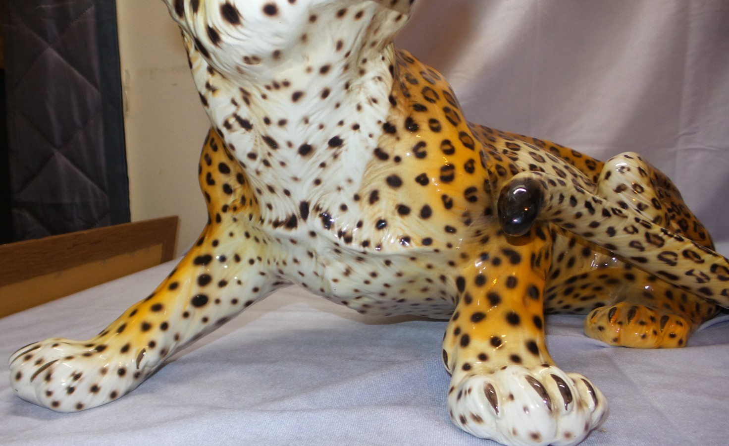 GIOVANNI RONZAN Porcelain Leopard Figurine 20″ Italy MCM – READ DESCRIPTION