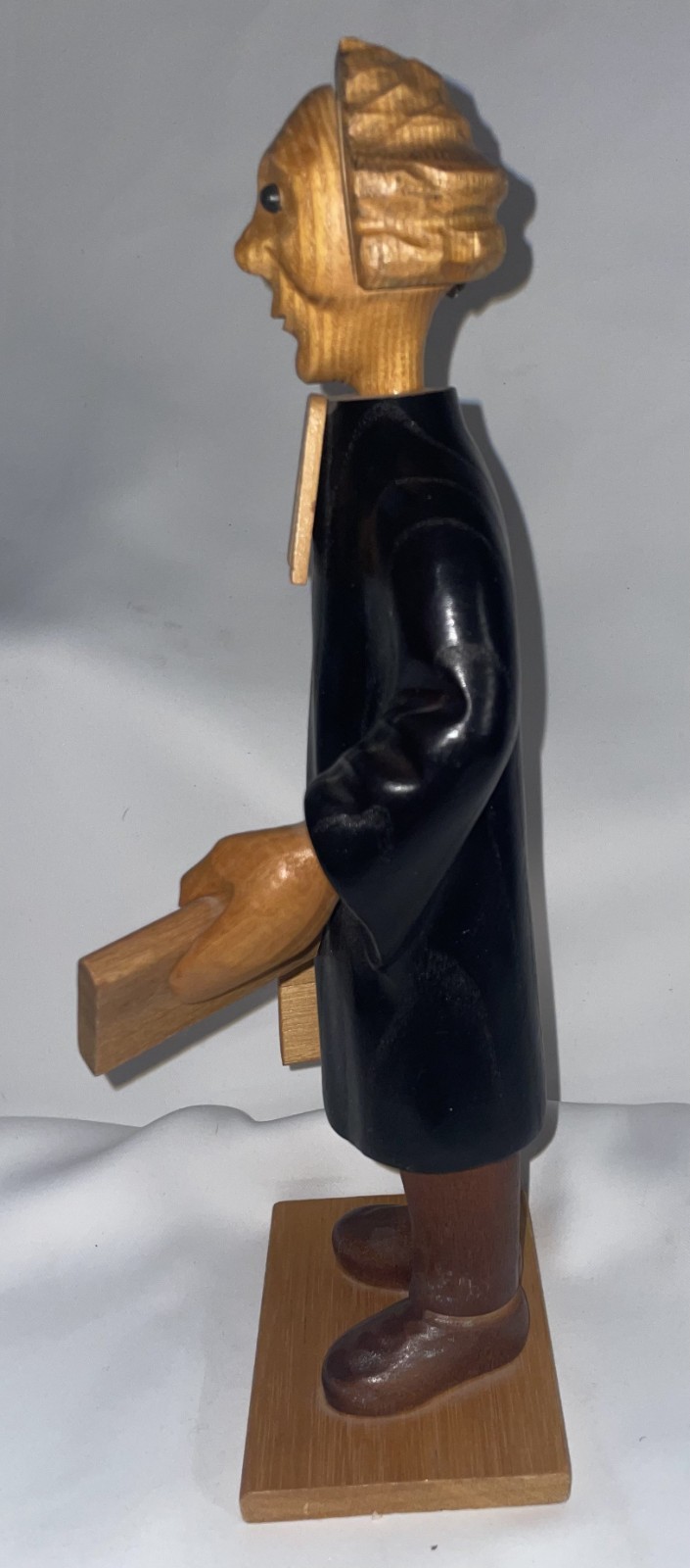Hand Crafted Wooden Tax Payer Figure Italy 12 3/4 Inches High