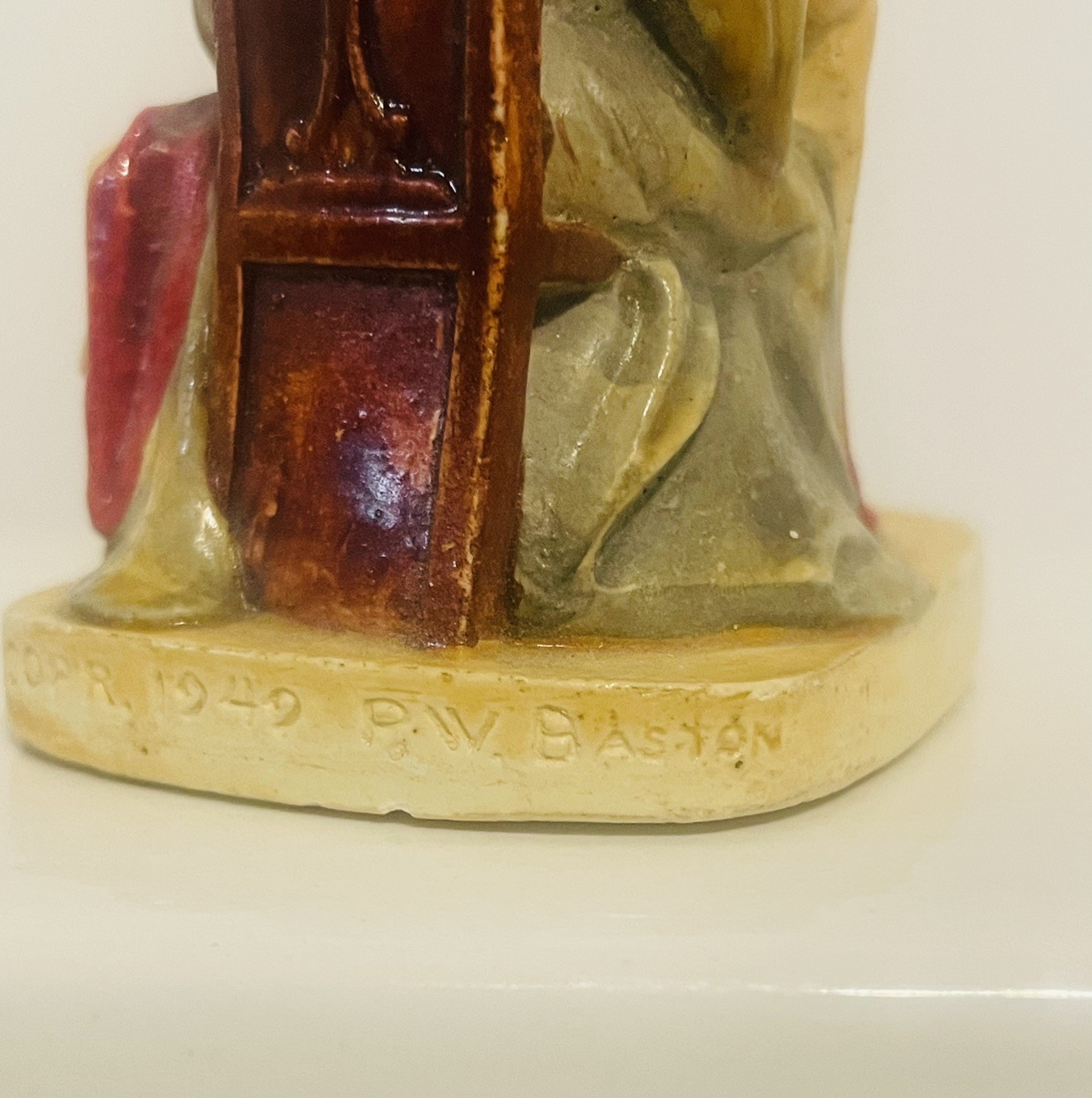 Vintage R.W. Baston Betsy Ross Figurine Ceramic Hand Painted Multicolor 1949