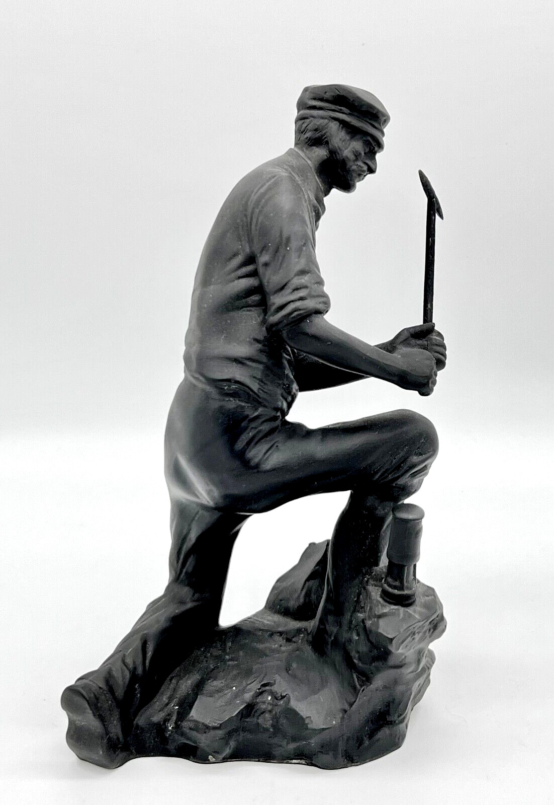 WEDGWOOD BLACK BASALT 8″ FIGURINE THE MINER, SKILLS OF THE NATION, NO BASE