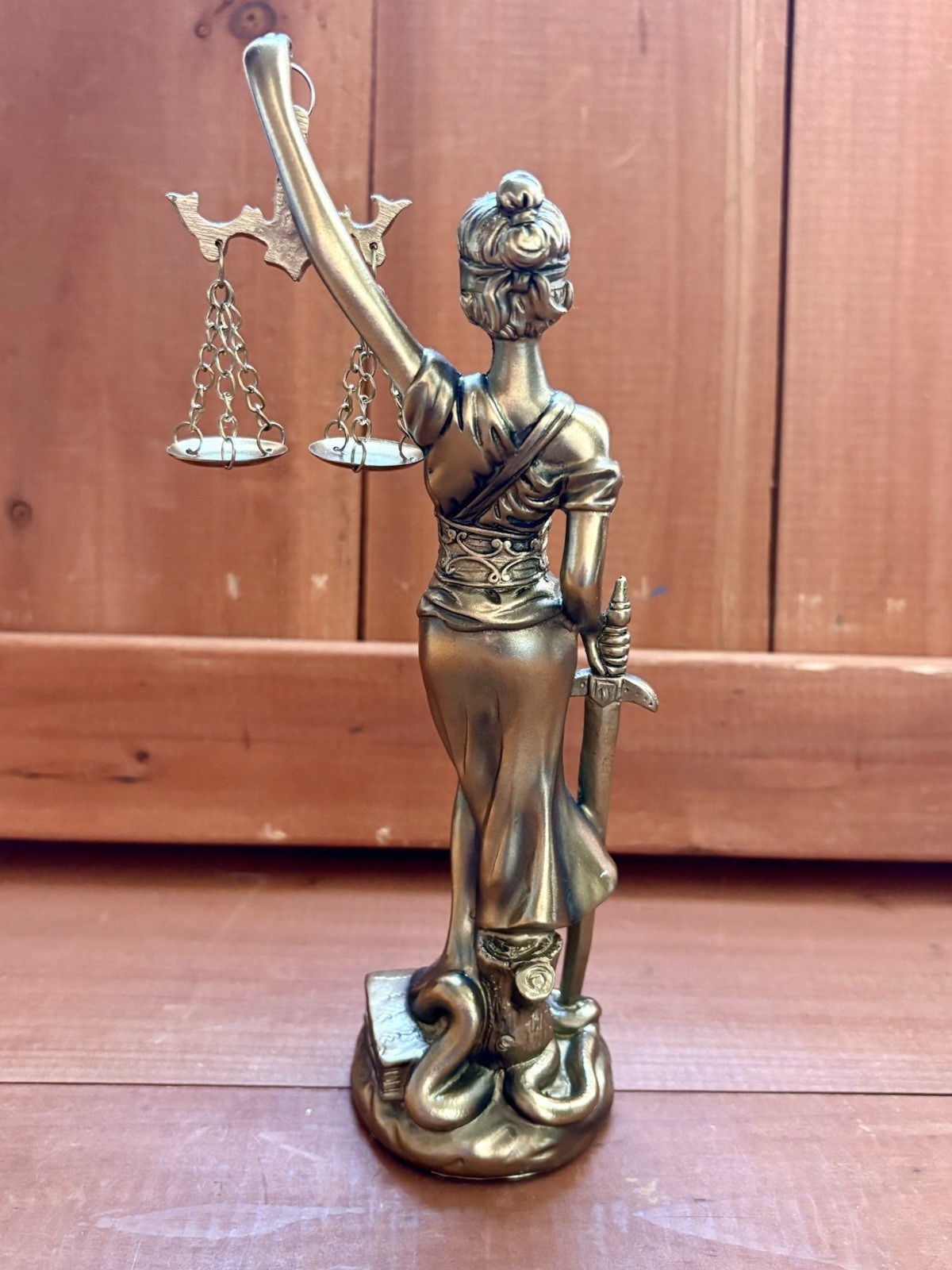 Lady Justice Figurine 8” Resin Sculpture in Gold Finish Law Office Decor