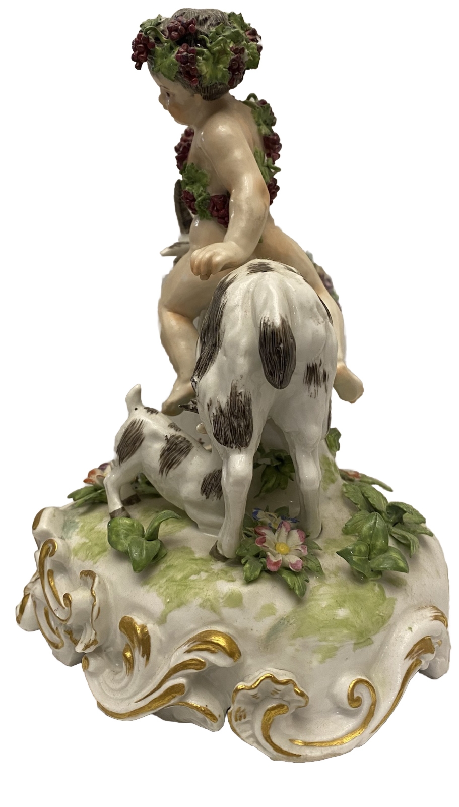 19th CENTURY FRENCH SAMSON PORCELAIN FIGURAL SCULPTURE ~ GOATS PUTTI BACCHUS