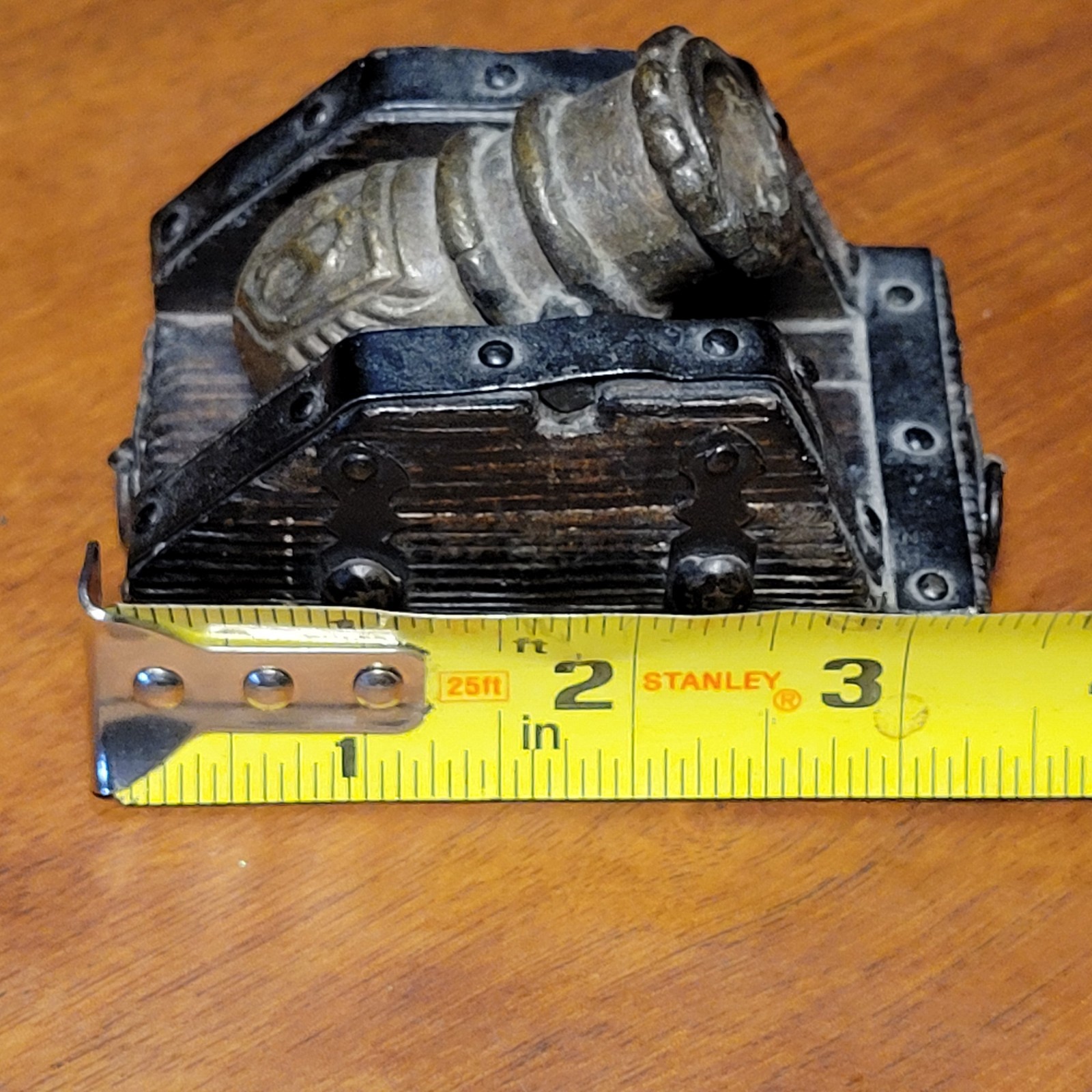 Vintage Metal Wood Cannon SPAIN Coat of Arms Miniature Replica