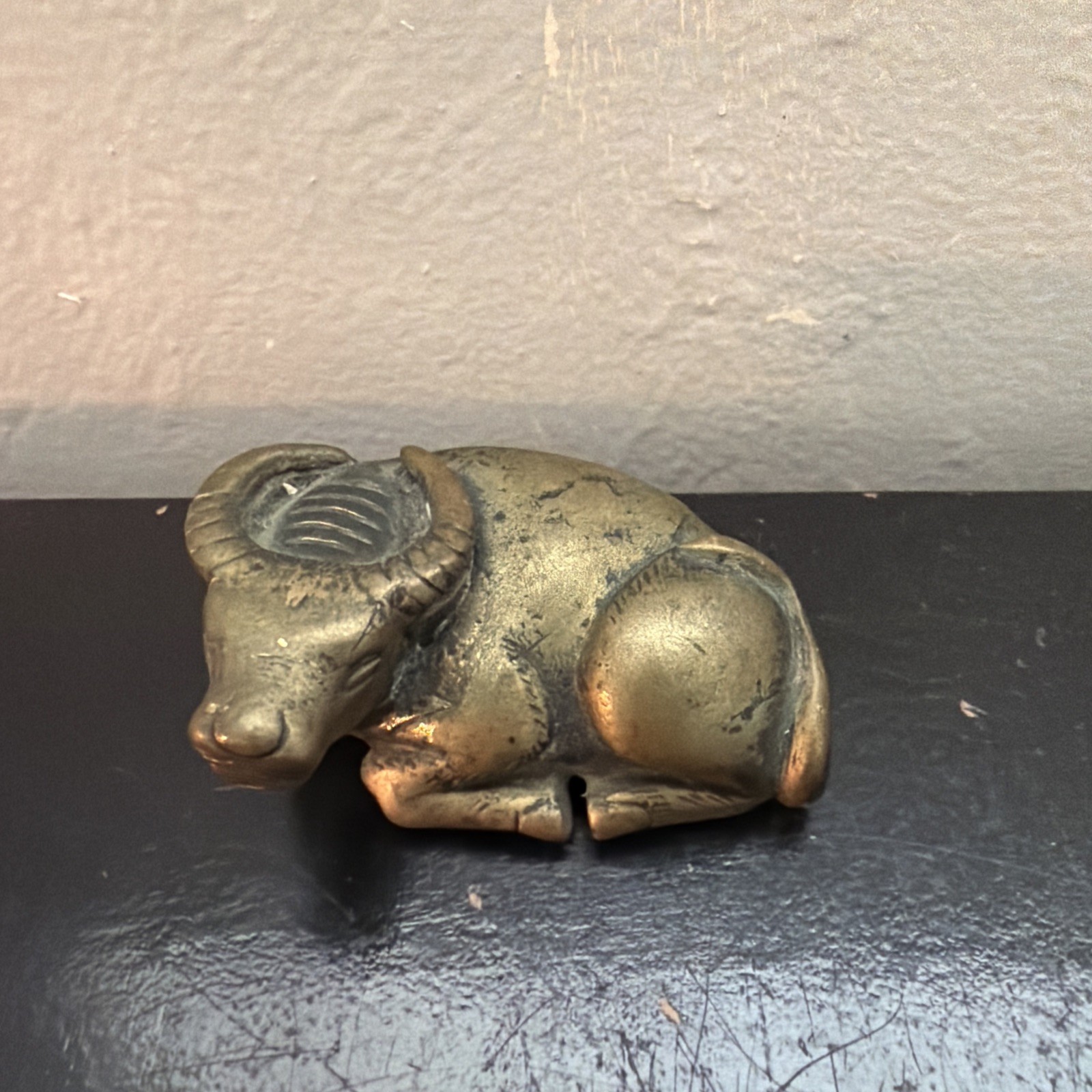 Antique Solid Brass Reclining Ox Zodiac Statue bull Taurus