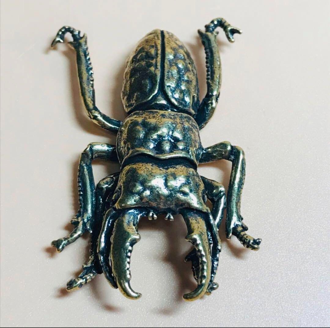 Brass Stag Beetle Figurine Insect Sculpture Ornament Lucky Charm 30g