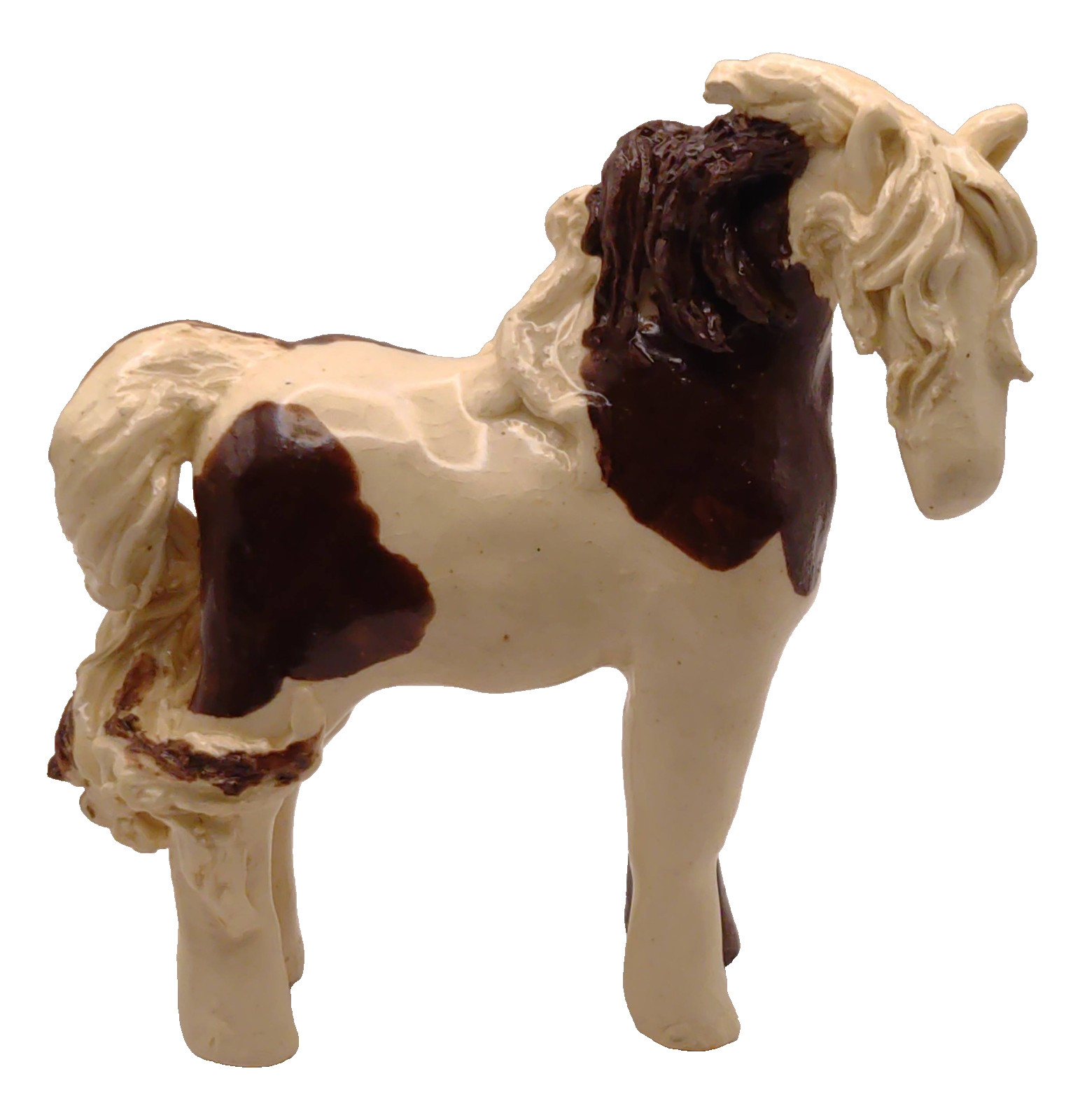 Artisan,Horse figurine,Hand sculpted, clay pottery spaghetti,Studio Art, signed