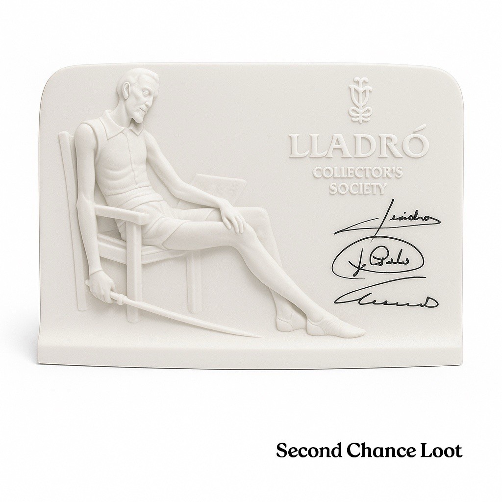 Lladro 1985 Collectors Society Don Quixote Signed Porcelain Shell Plaque Spain