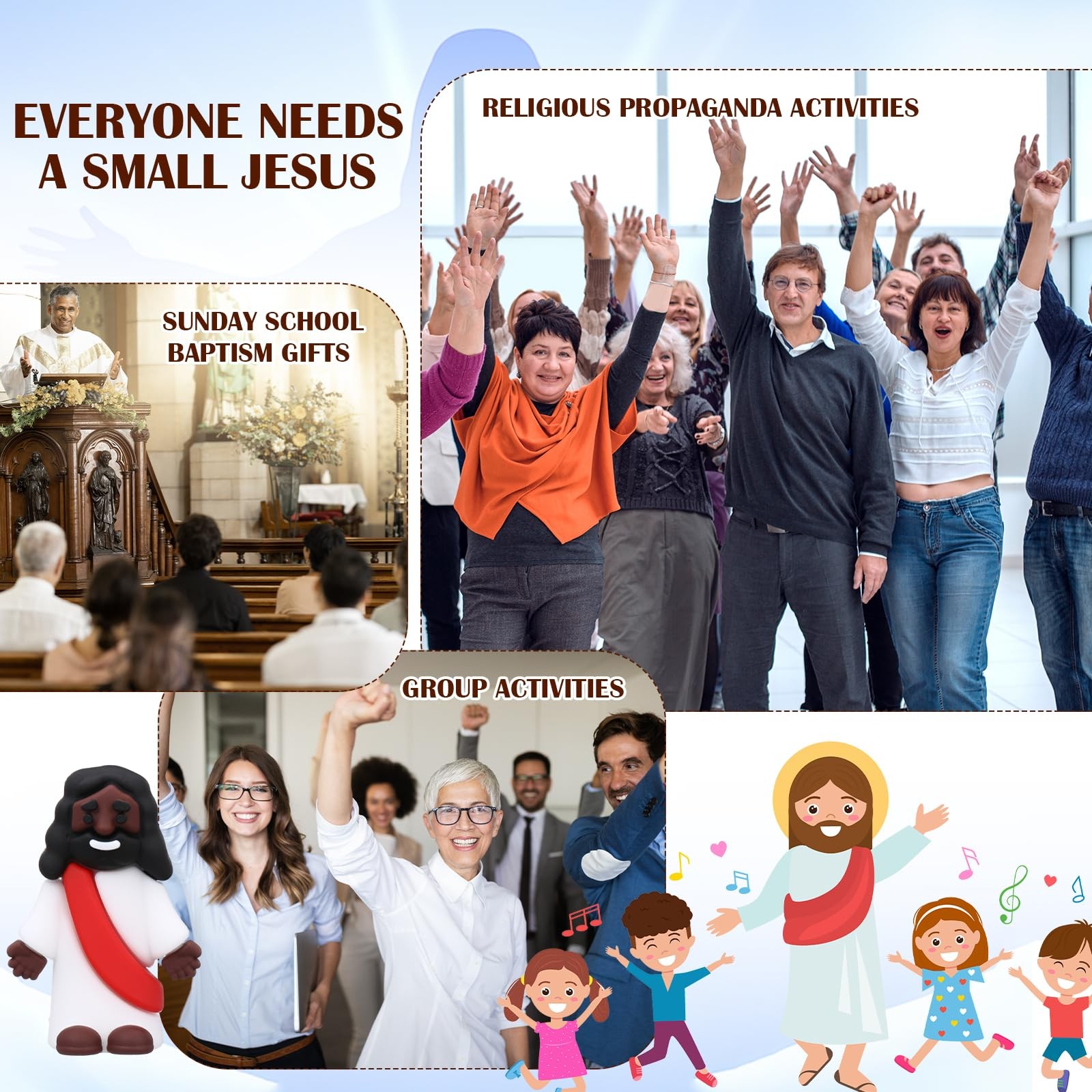50 Pcs Mini Black Jesus Toys Black Jesus Figurine Religious Gifts Little Figu