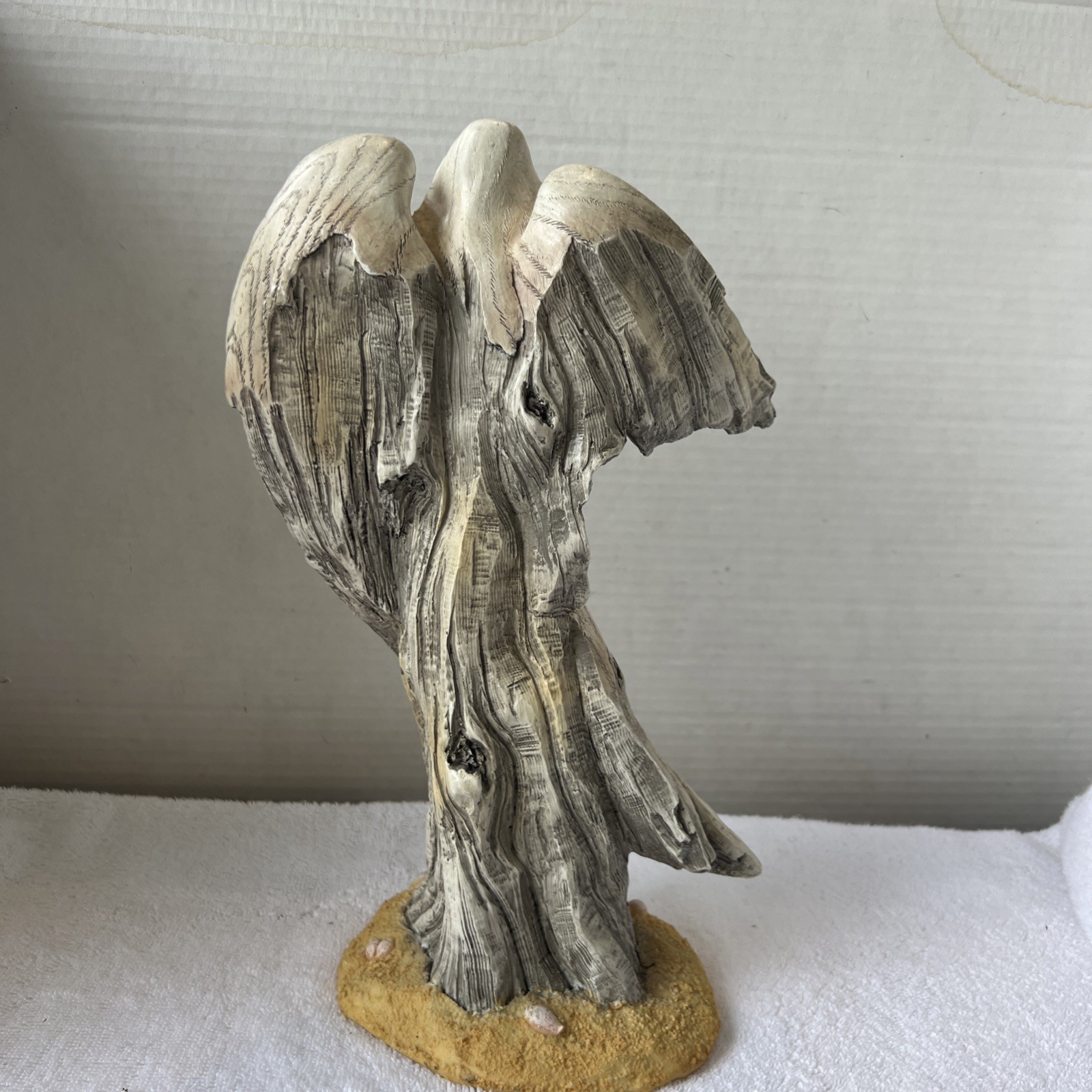 Roman Driftwood Style Textured Angel Holding A Dove. 12” Stunning Estate
