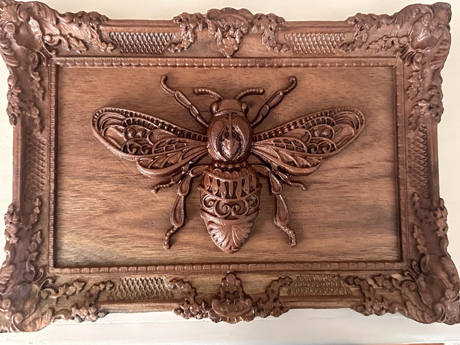 Ornate Hand Carved Wood Honey Bee Wall Art Dark Academia Whimsigoth Oddities