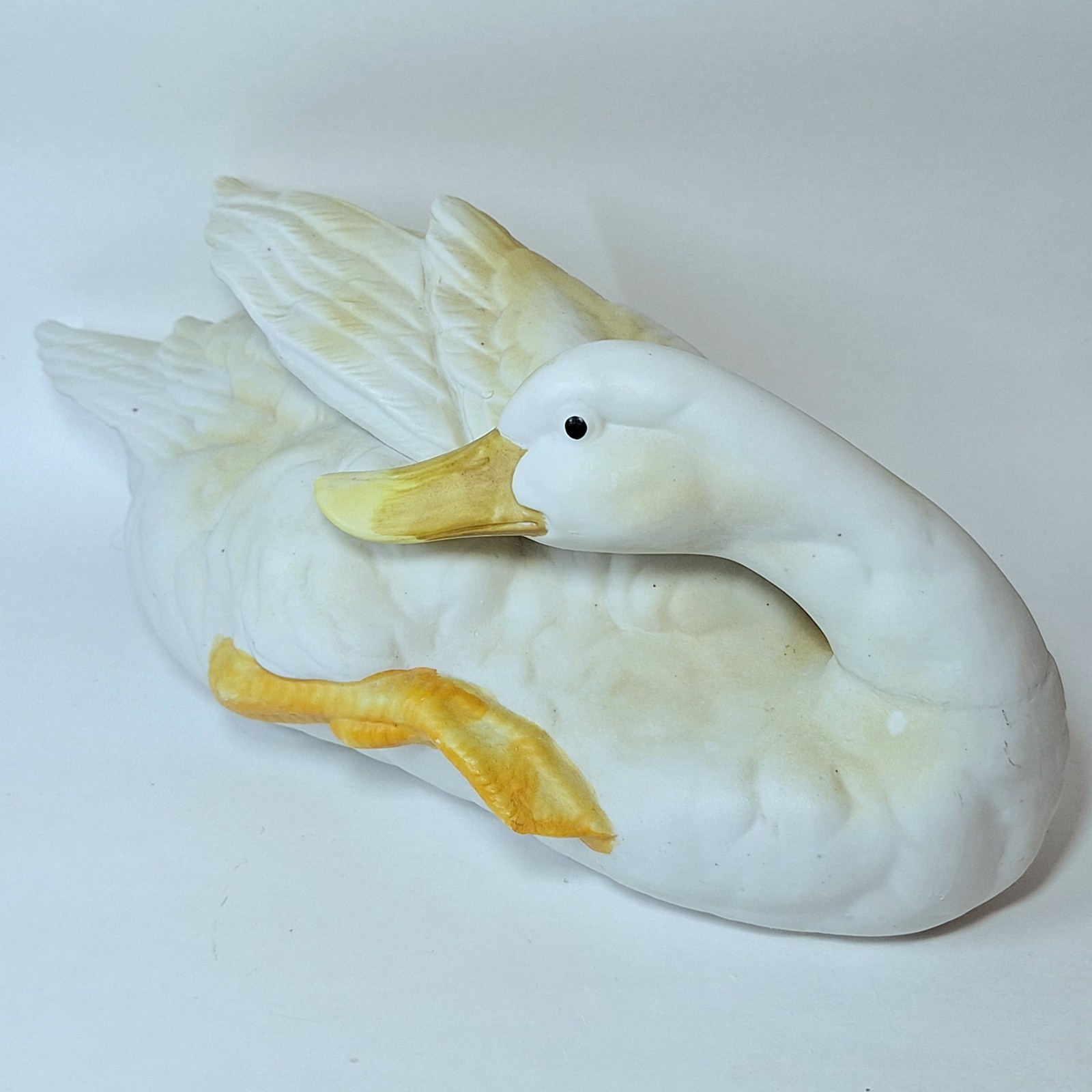 Vintage Artmark / Silvestri Nesting Duck Goose Bisque Porcelain Figure 14”