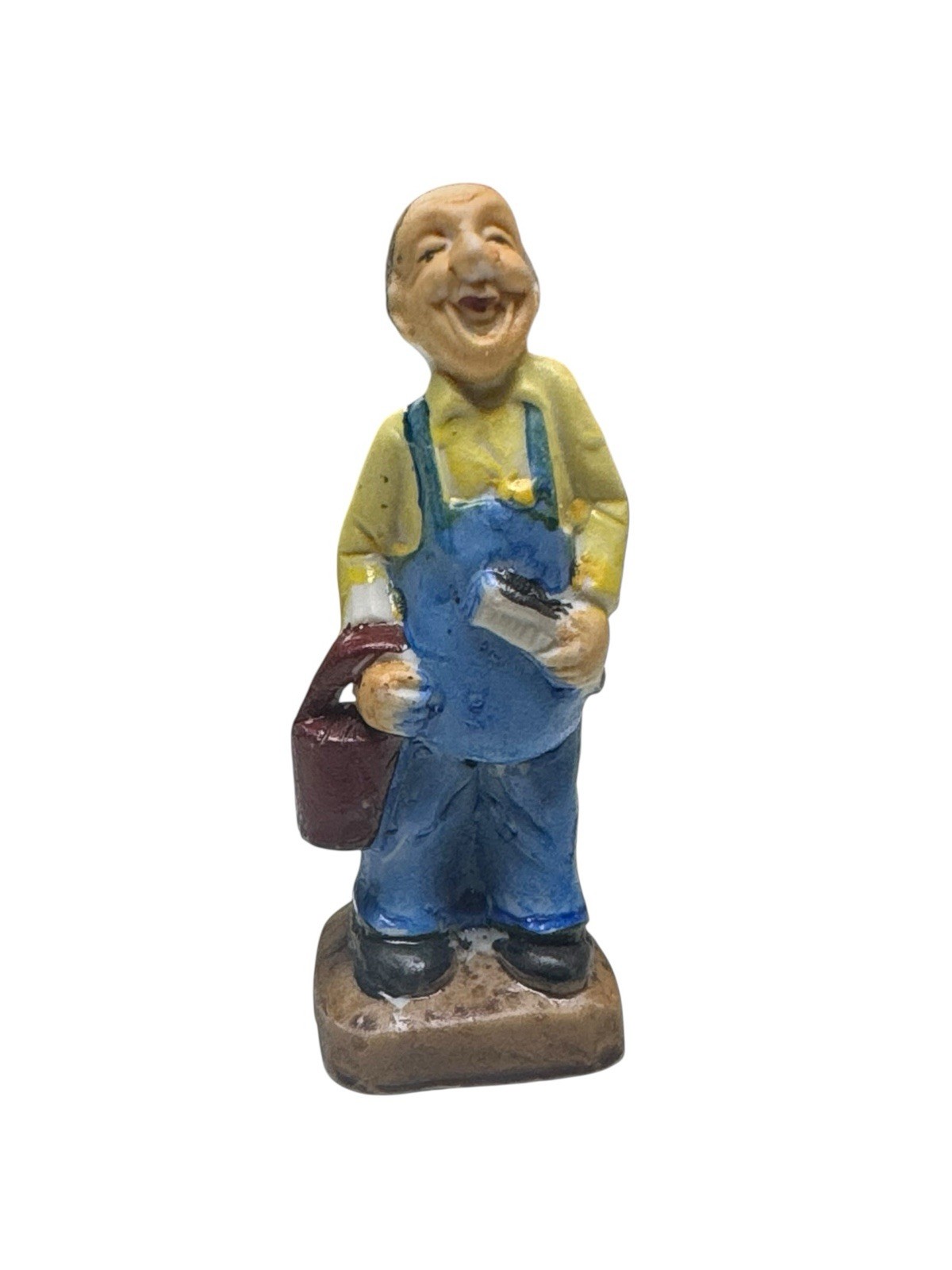 Occupied Japan Farmer Man Figurine Hand Painted Porcelain Vintage 3.5in