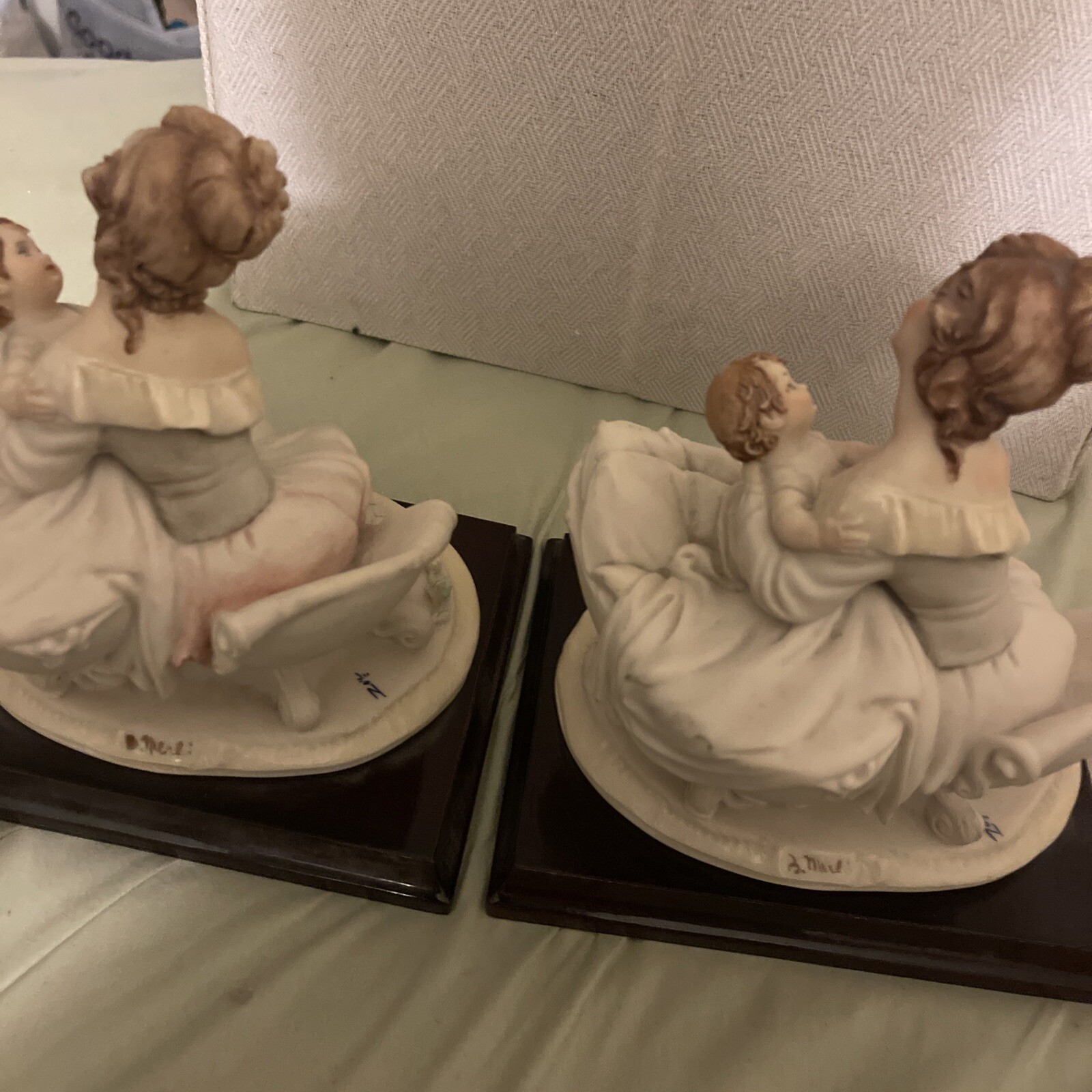 Vintage Bruno Merli Pair Capodimonte Mother And Child Figurine Collectible Rare
