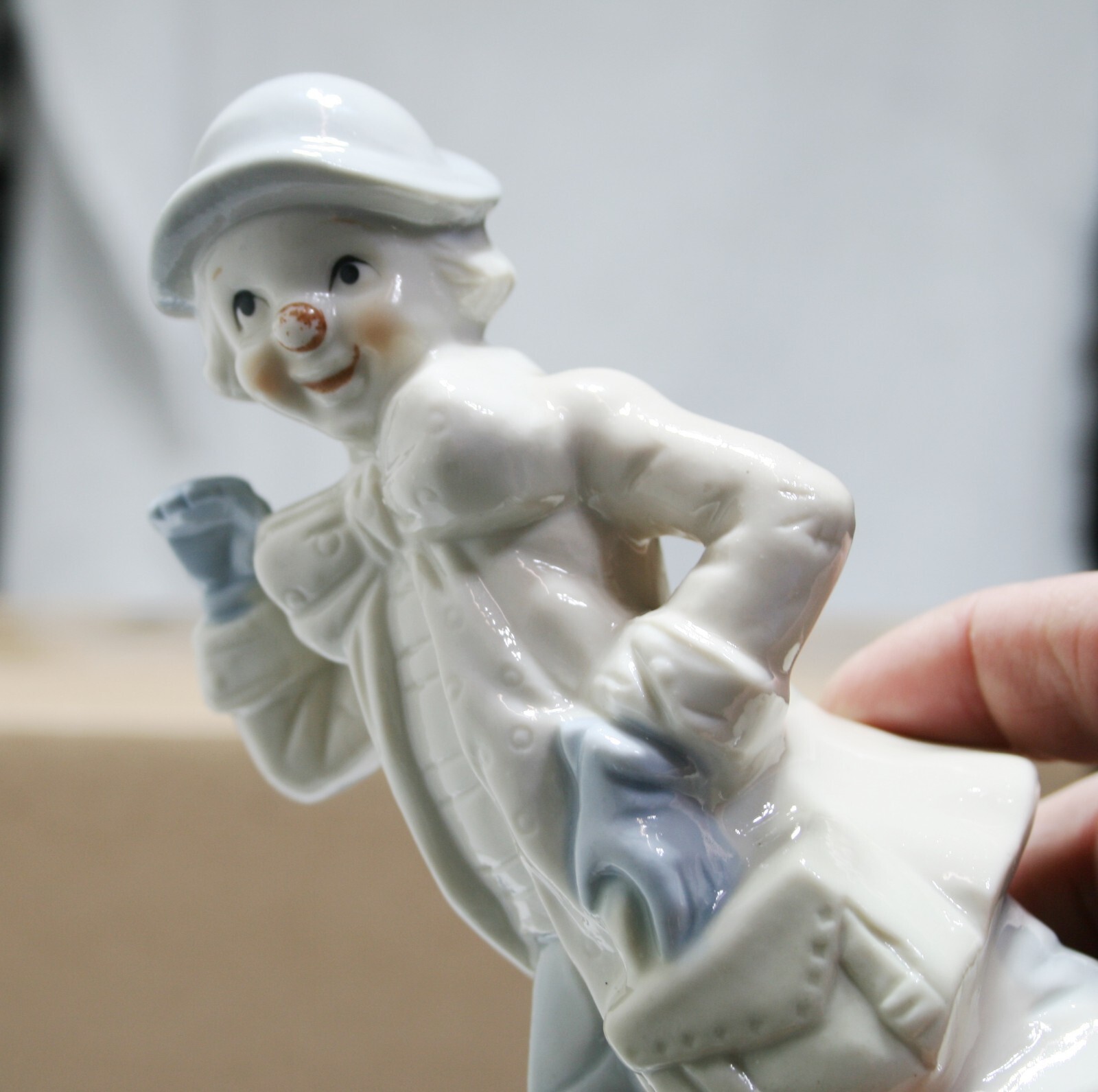 Vintage Porcelain Clown Figurine Gay Happy J Vazquez Imports Fine China Satchel