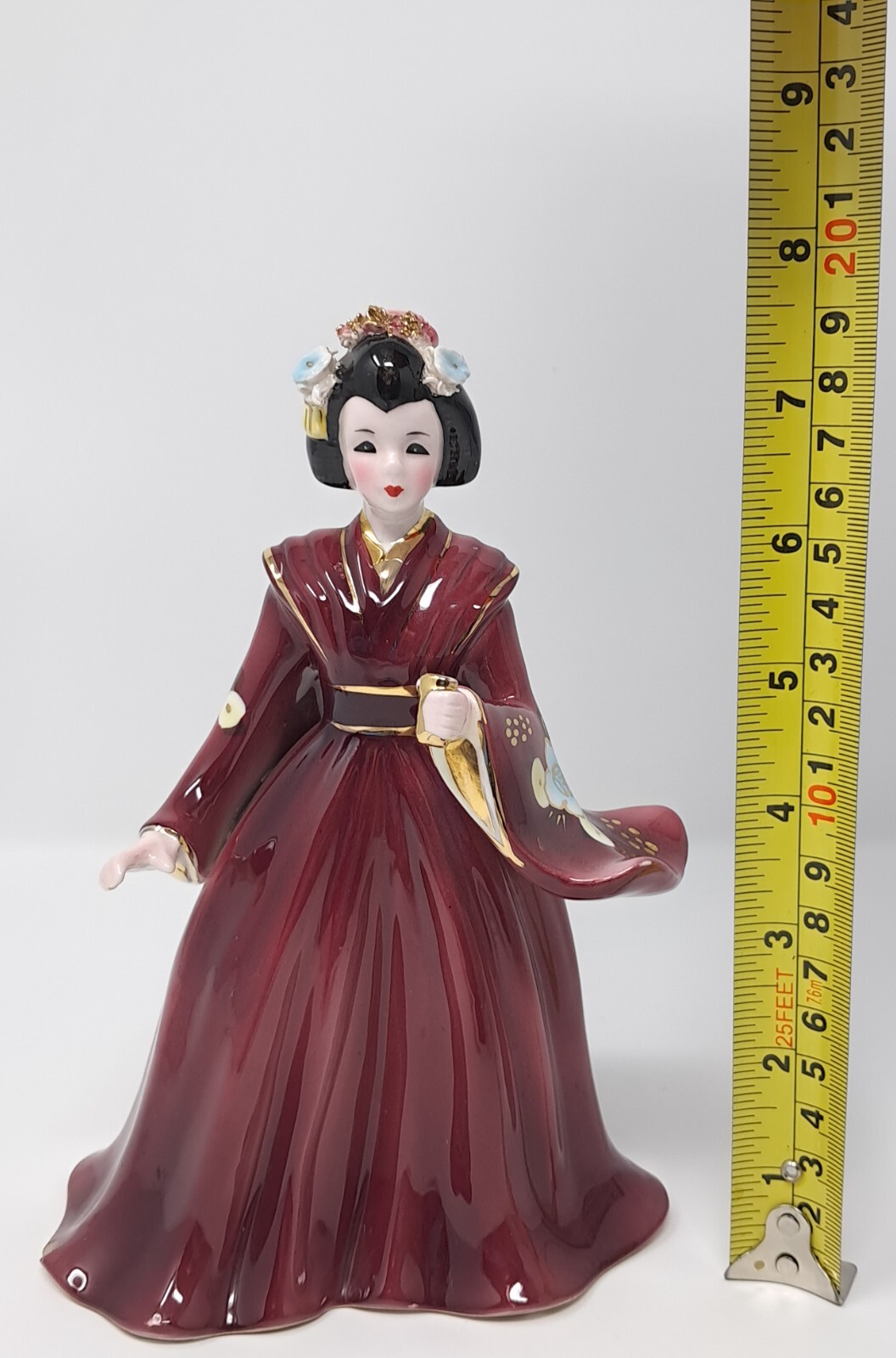 Napco Geisha Porcelain Figurine wine girl lady Japan vintage ceramic A2624 as-is