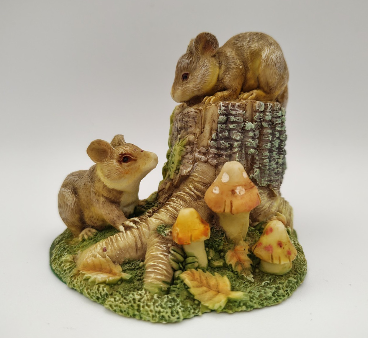 Vintage Mice & Mushrooms Resin Figurine