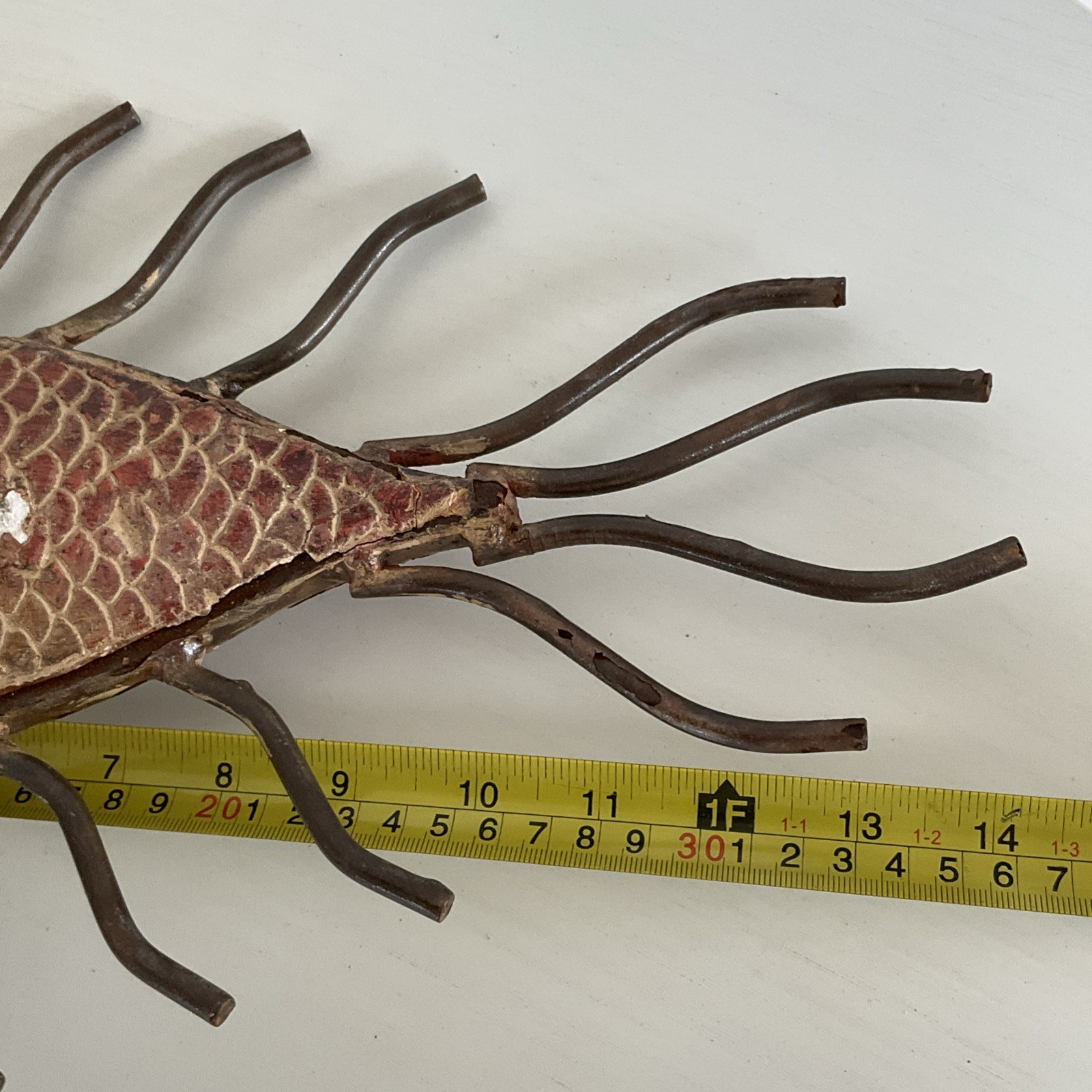 Iron Red Fish Sculpture Ceramic & Metal Handcrafted in India Contemporary Art