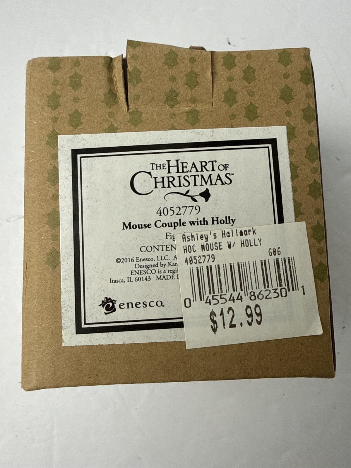 The Heart of Christmas Mouse Couple w/ Holly 2016 Karen Hahn 4052779 NIB