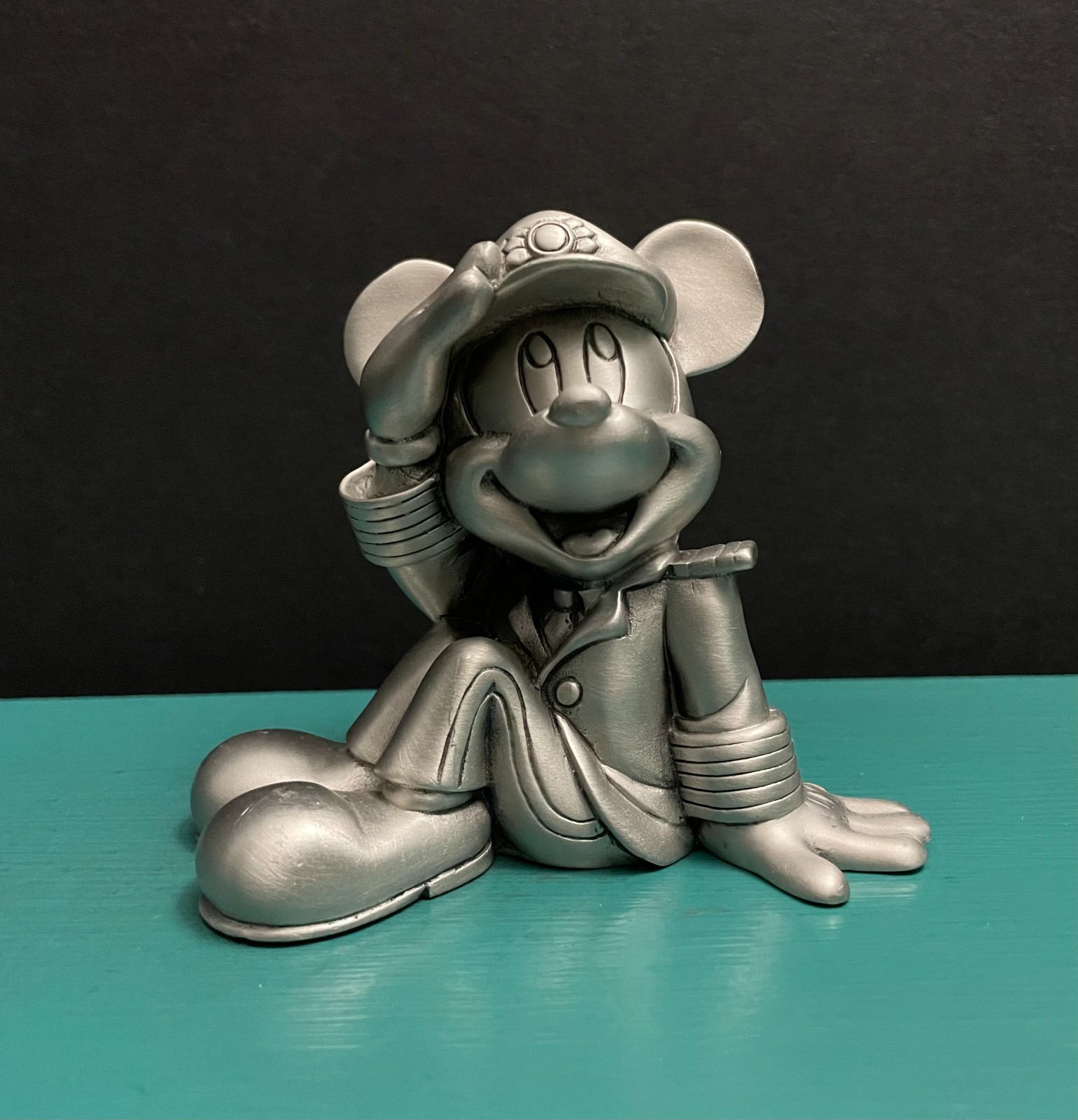 Disney Pewter Cartoon Mickey Mouse Captain Steamboat Navy USN Boat Ship Figurine