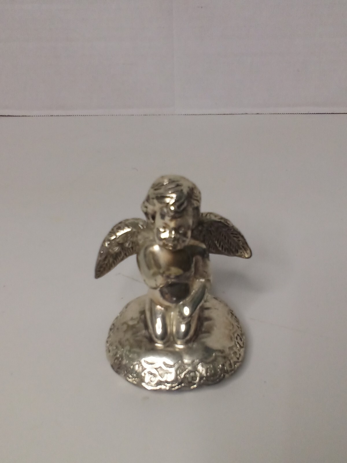 Vintage Silver Tone Angel Cherub Wings Sitting