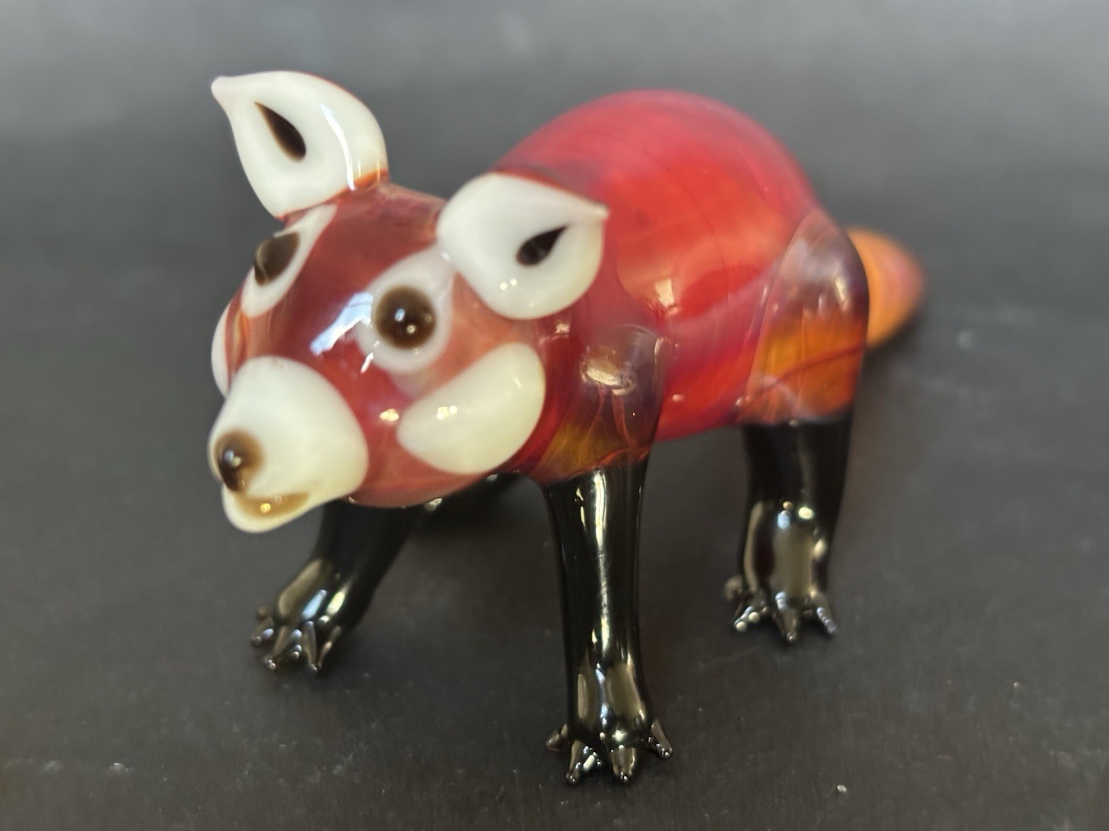 Suellen Fowler Two Glass Red Panda Figurines