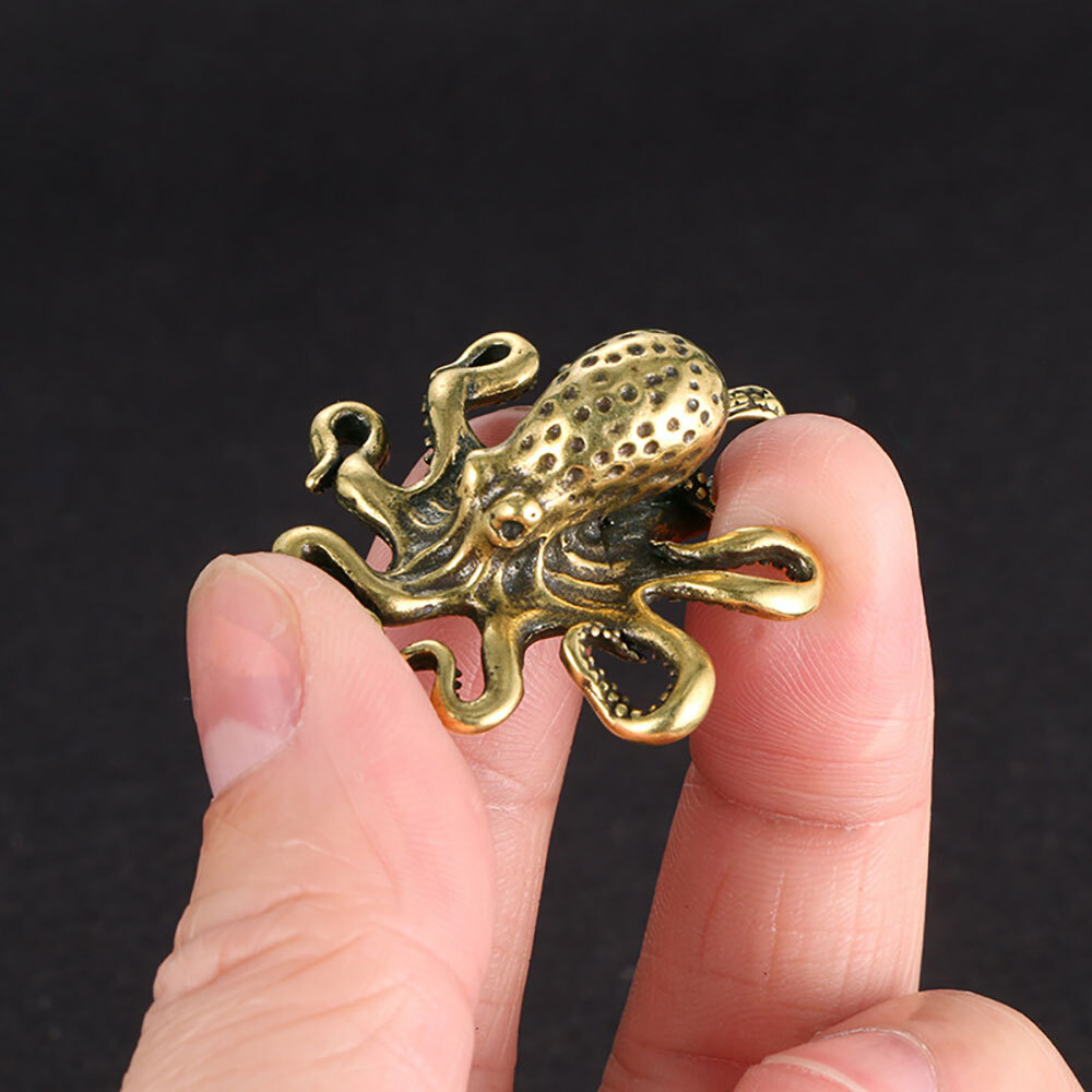 1Pc Brass Octopus Figurine Mini Statue Home Decoration Animal Figurines Gifts US