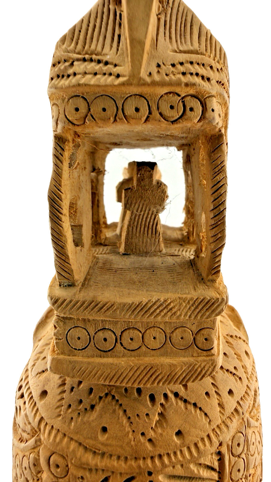 Vtg Sandalwood Ambabari Royal Elephant Rider Hand Carved Temple Tower India