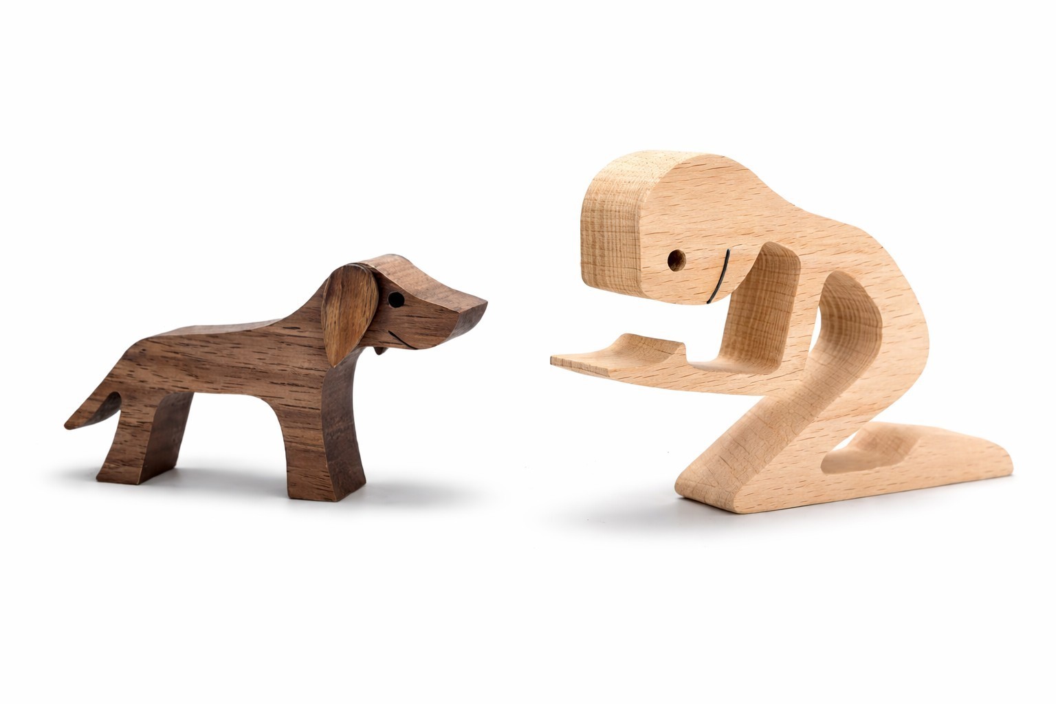 Wooden Dog & Owner Figurine 7.5″ Minimalist Pet Lover Gift Home Decor