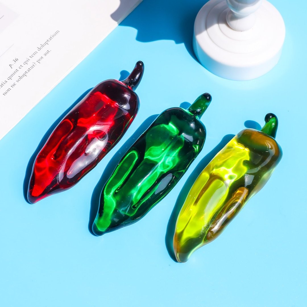 Crystal Chili Figurine Collectible Paperweight Glass Pepper Ornament For Kitchen