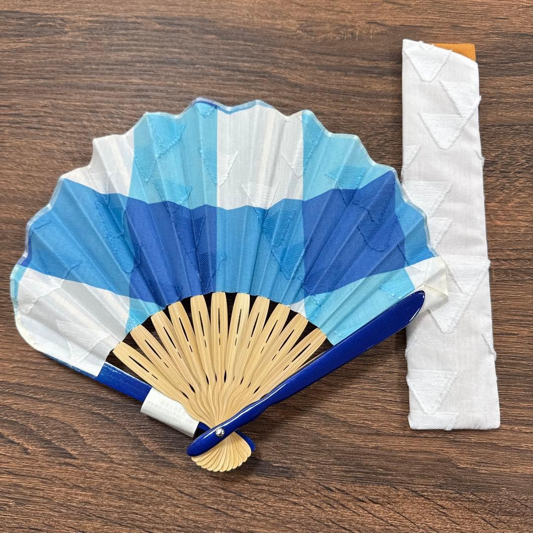 Unisex Bamboo & Cotton Fan & Bag Set Round Folding Fan 10.6″