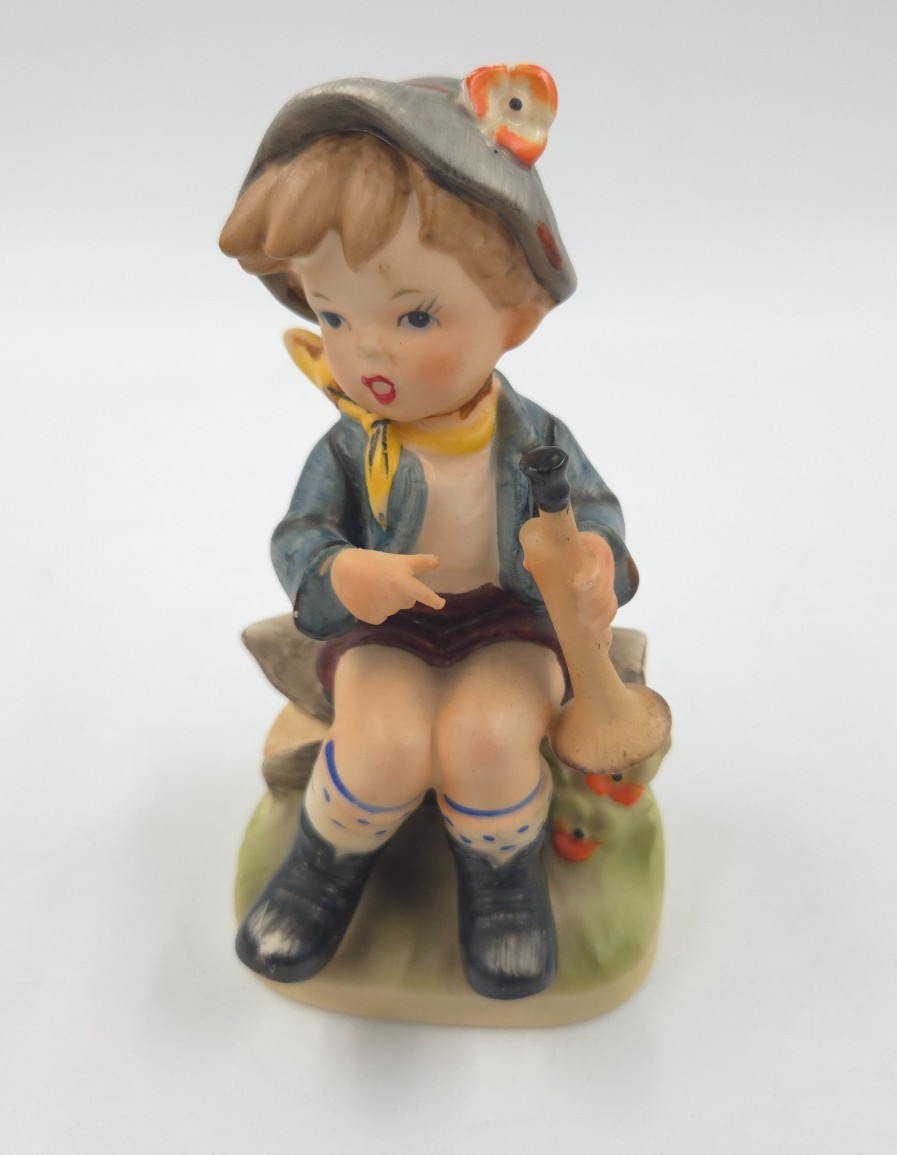 Vintage Napcoware NAPCO Import Japan C7363 Boy With Horn Figurine w Sticker