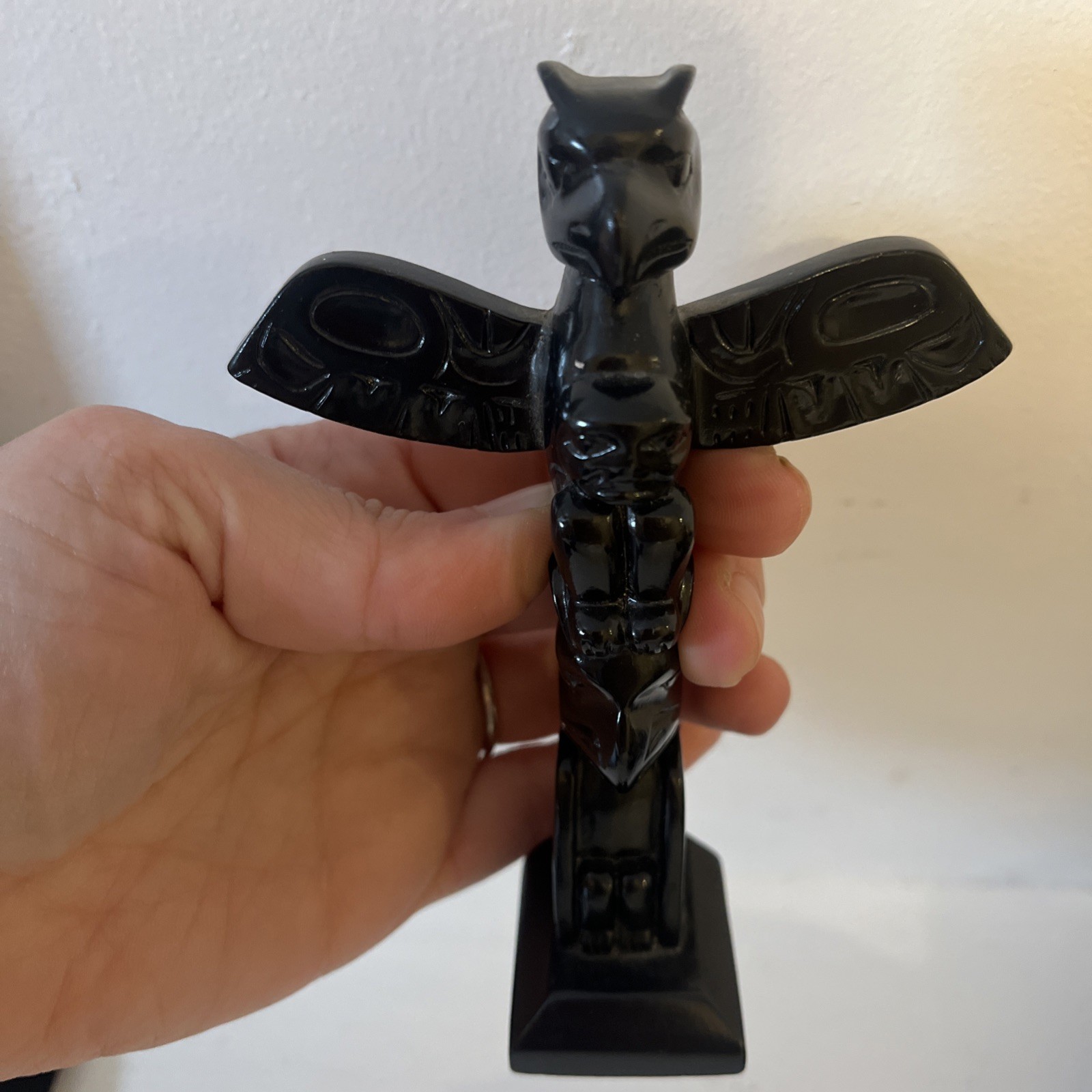 Vtg Eagle Bear Totem Carved Resin Sculpture Souvenir Native American Statue