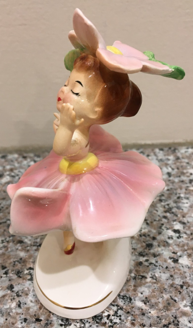 Vintage Geo Z Lefton 1957 Flower Ballerina Japan 595 Ceramic Figurine RARE!