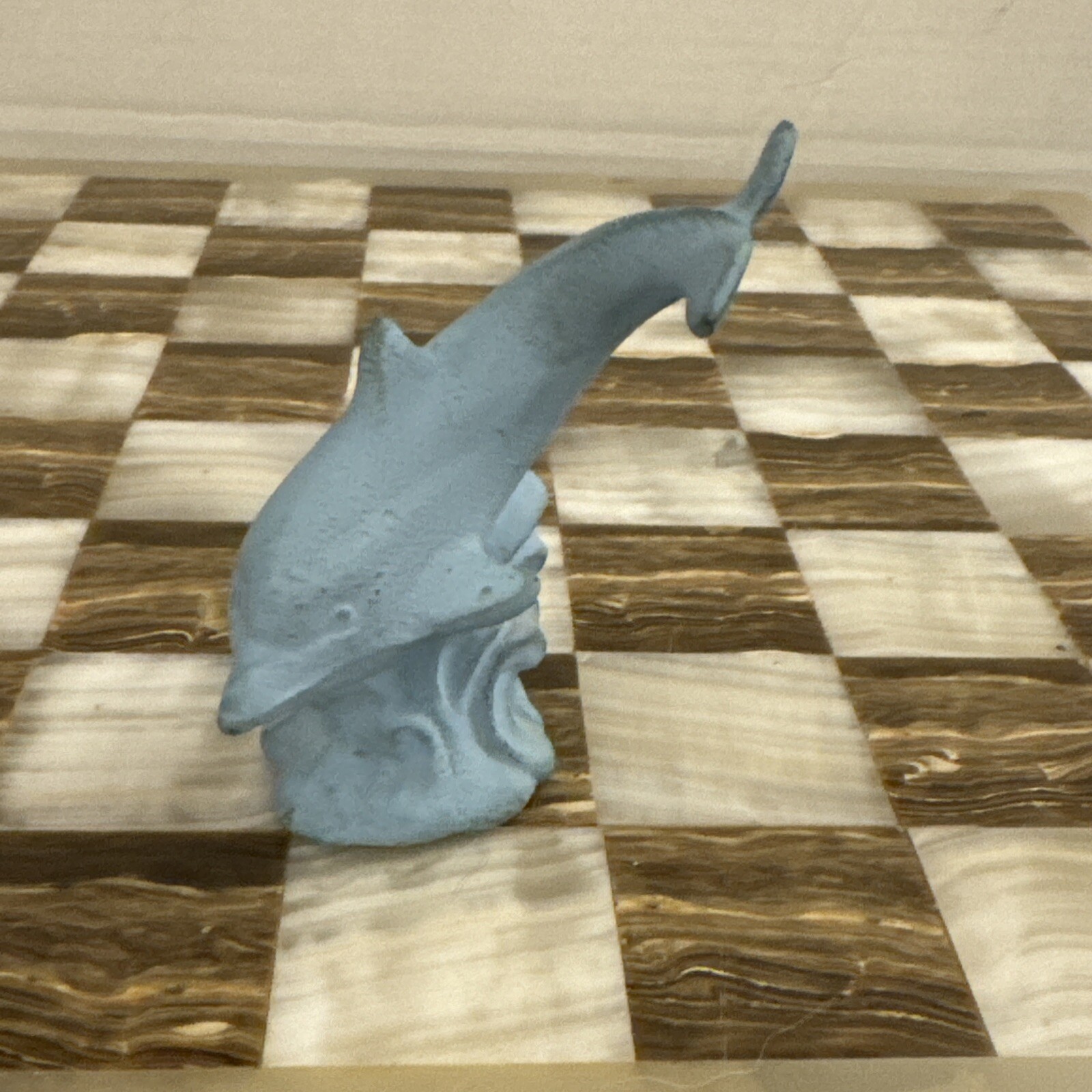 Vintage Lenox Dolphin Figurine Statue Sculpture Cast Iron Blue Waves Sea Ocean